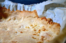 4. Take out of fridge and cook in oven for only 10-15 mins. Should look like it's just a bit sun kissed and even a bit white but not brown or you have overcooked your tart. Remember that the tart is going to get re-cooked so it needs to stay crispy and overcooking it will make it hard. Place to the side