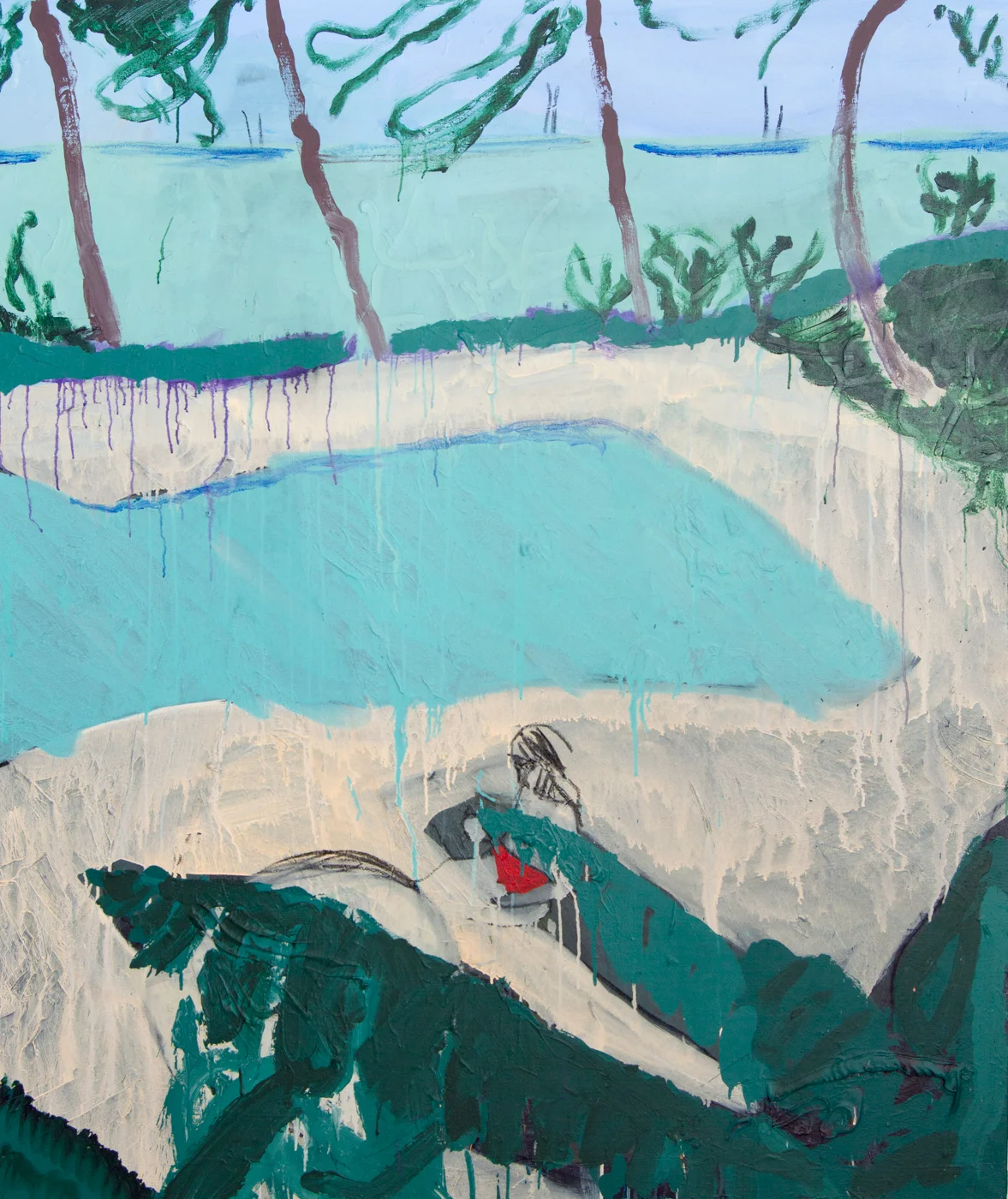 "Swimming pool" acrylic and charcoal on linen. 160 x 135cm. 2016.