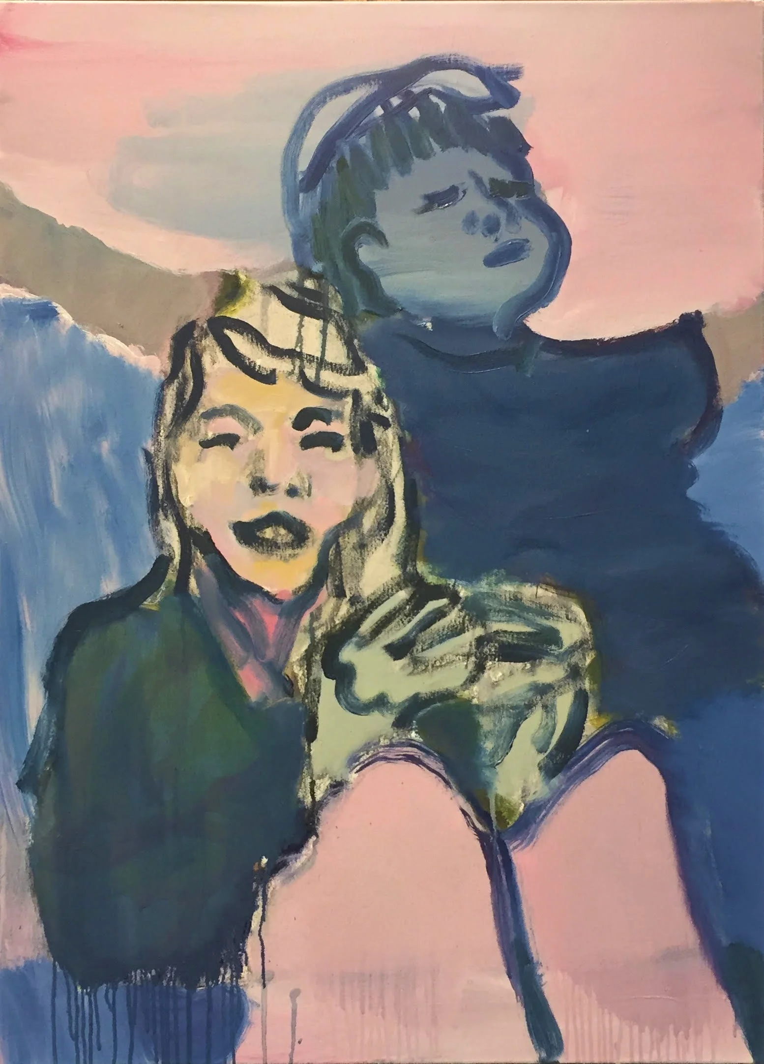 "two children" oil on canvas. 85 x 62cm. 2018.