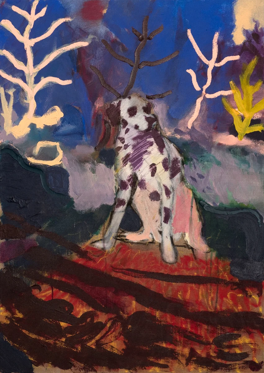 "Dalmatian" Acrylic, pastel and charcoal on linen. 89 x 63cm. 2016.
