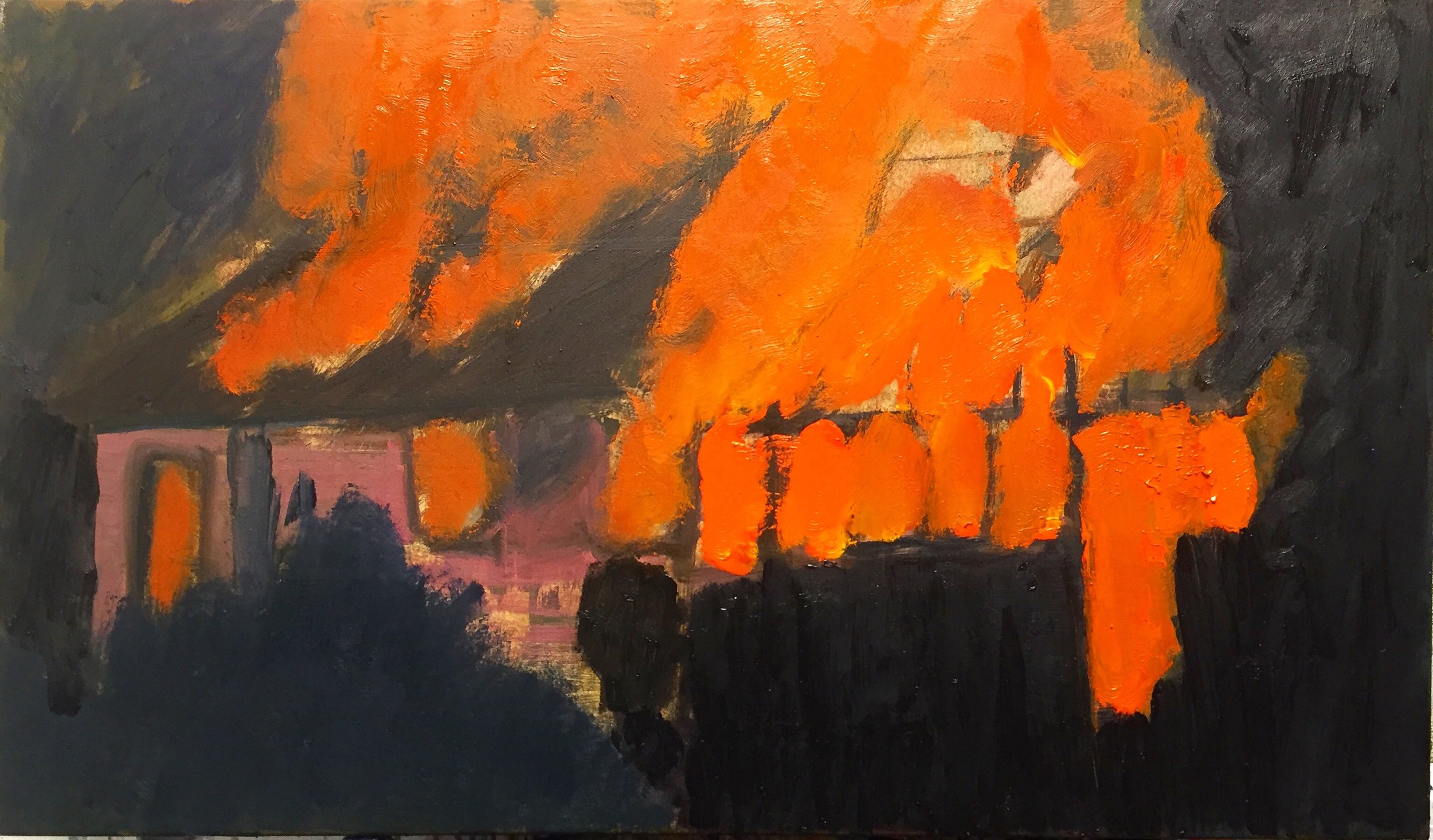 "Burning House" Oil on canvas. 51 x 87cm. 2019