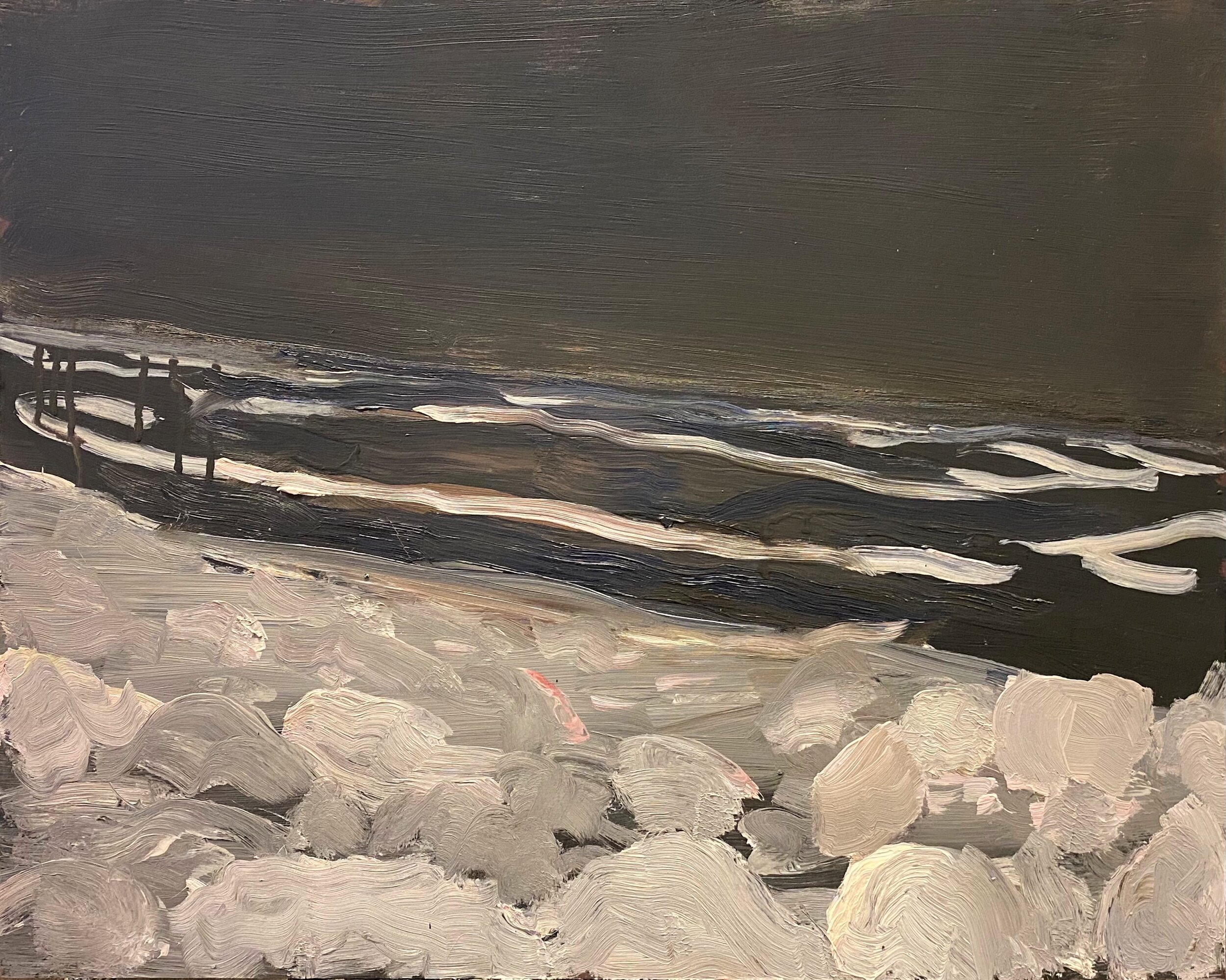 "Rocky Beach" Oil on panel. 40 x 50cm. 2020