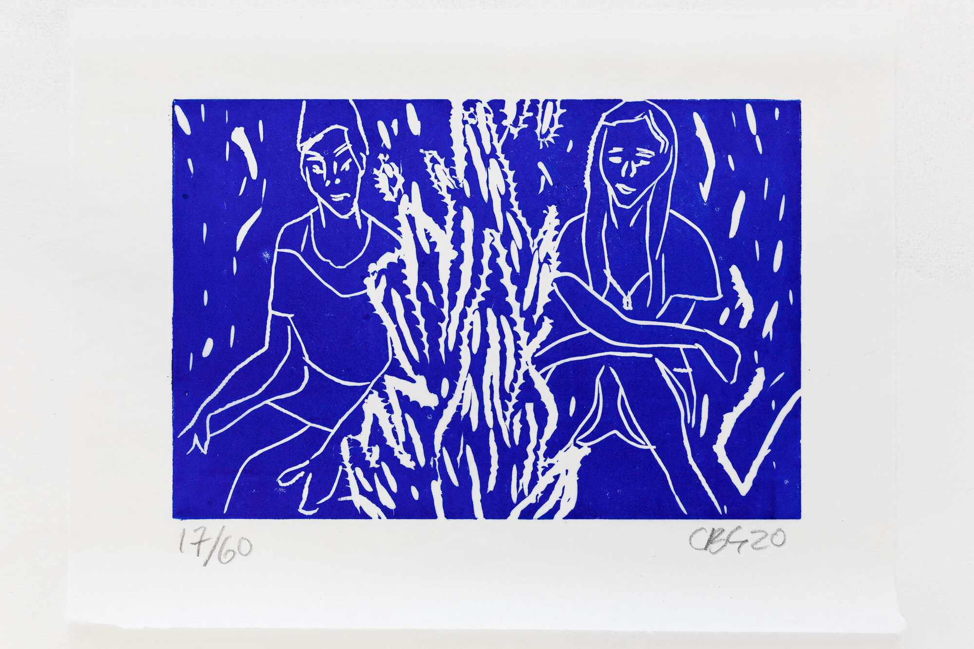 "Campfire" Linocut. 30 x 40cm. 2020