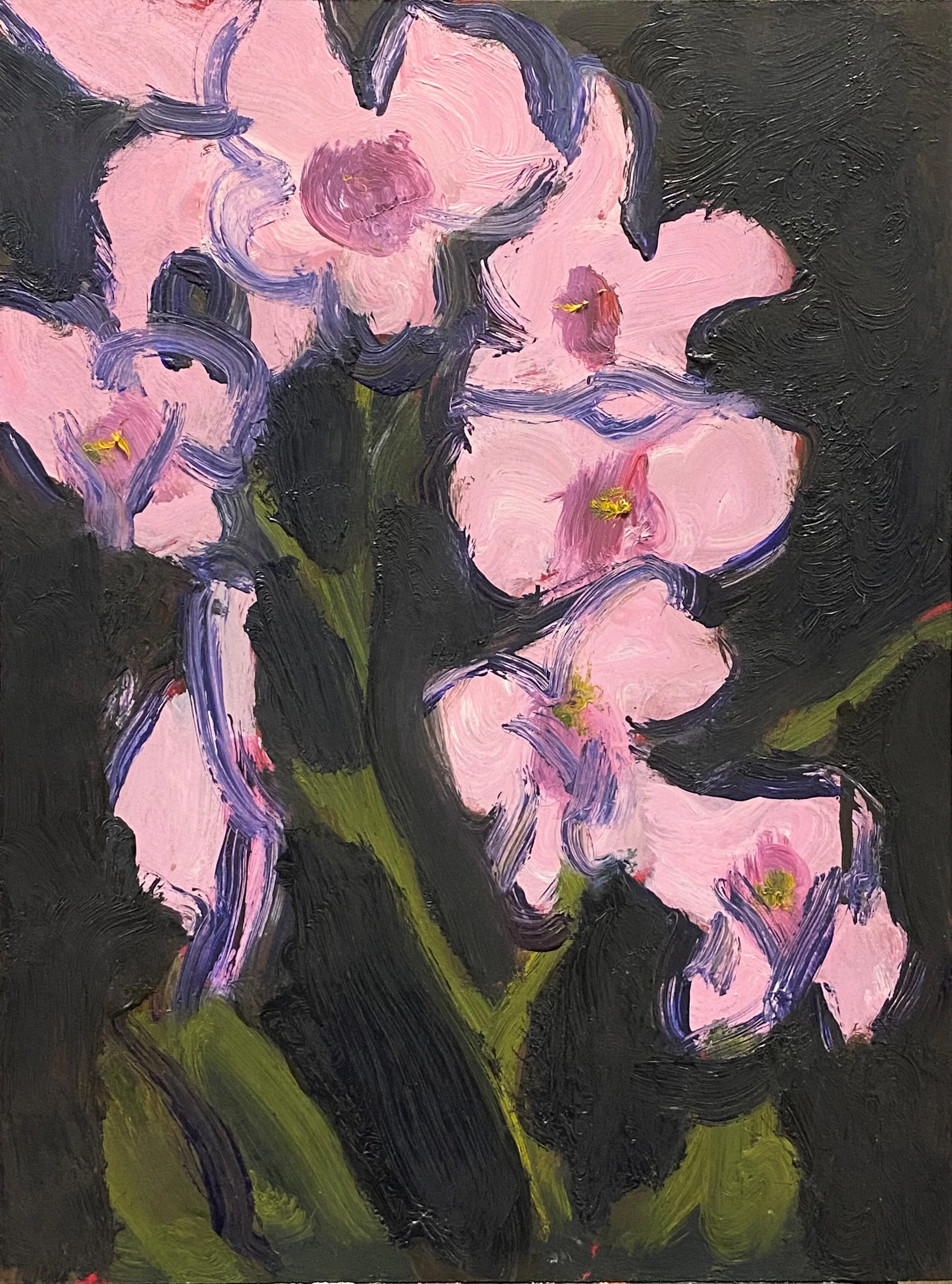 "Pink Orchid" Oil and acrylic on panel. 40 x 30cm. 2020