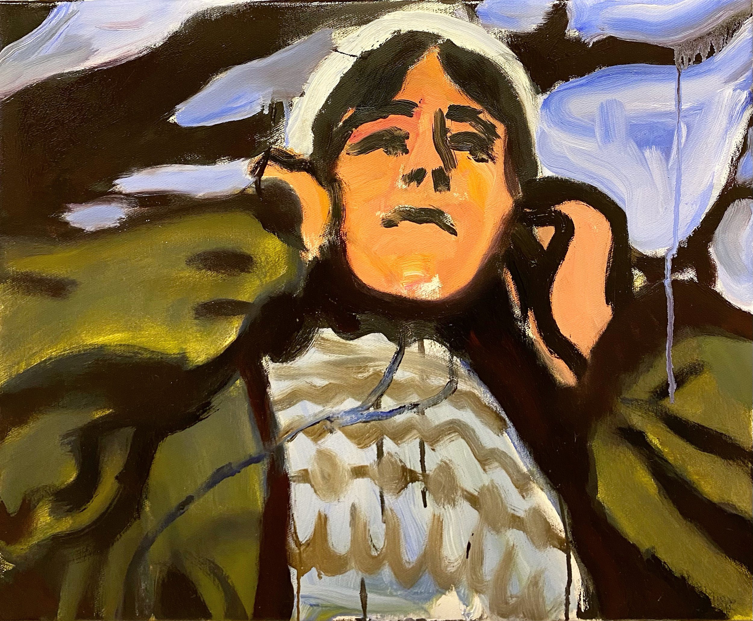 "Earphones" Oil on canvas. 50 x 61cm. 2021