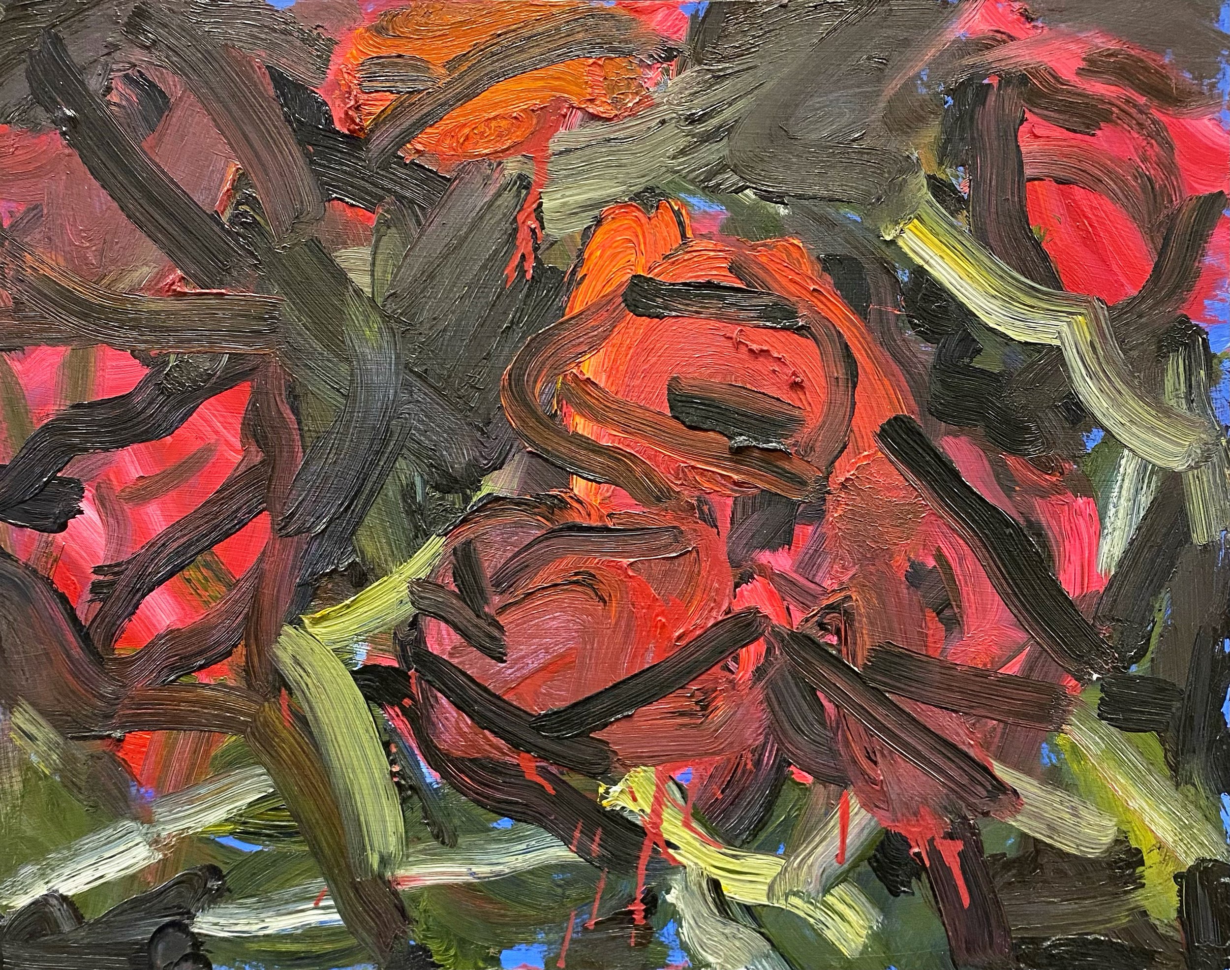 "Daytime Roses" Oil and acrylic on panel. 40 x 50cm. 2022