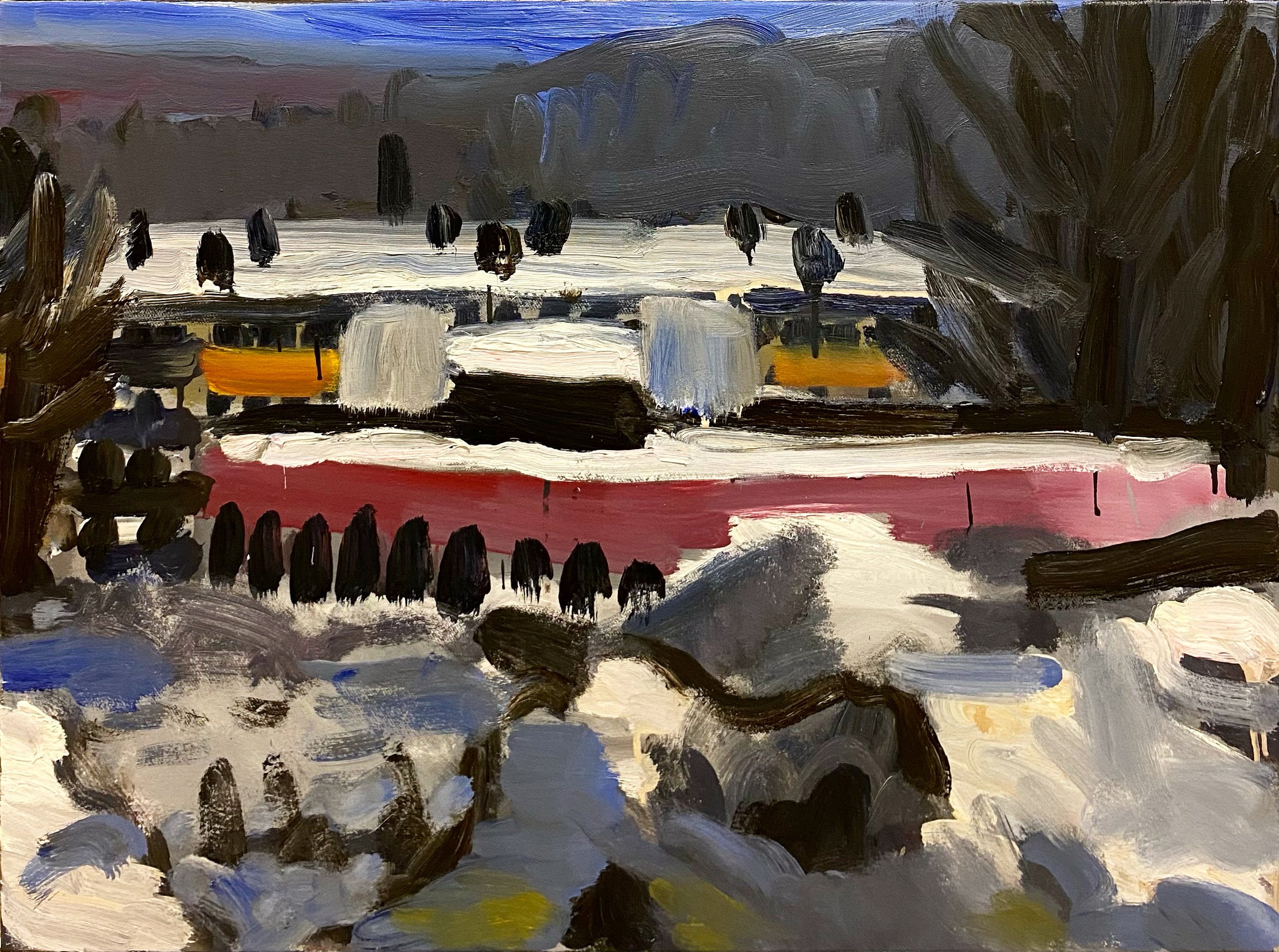 "Yellow and Red Buildings" Oil on canvas. 60 x 81cm. 2021