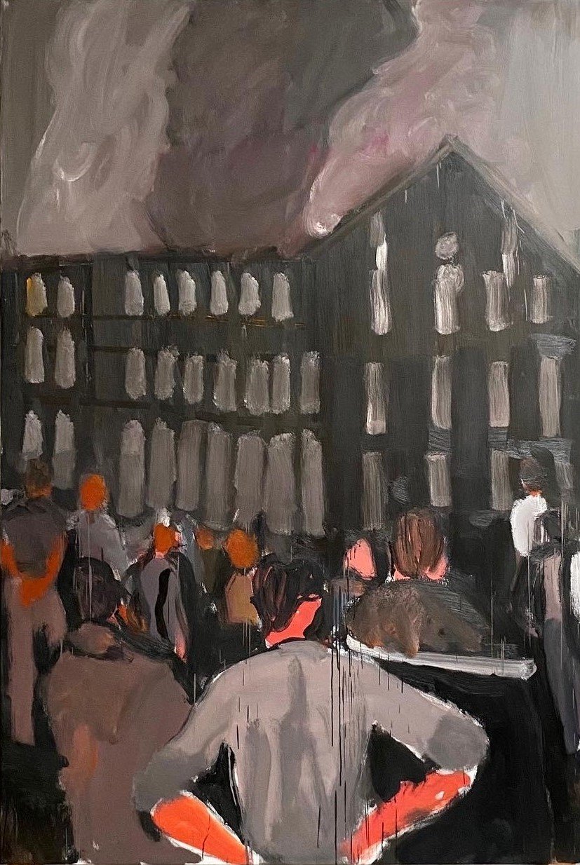 "Burning Factory" Oil on canvas. 185 x 125cm. 2022