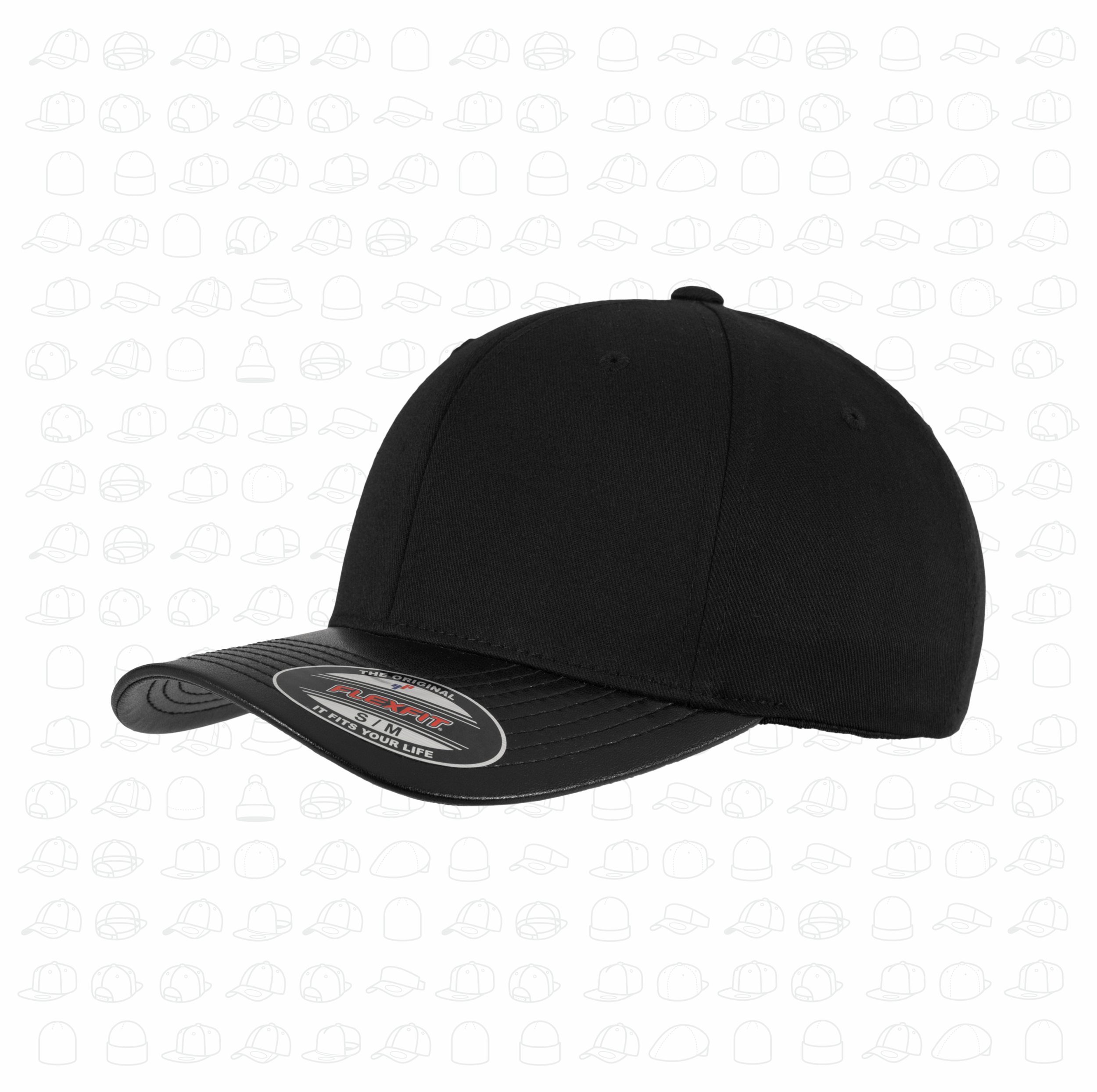 Flexfit fitted Leather peak cap