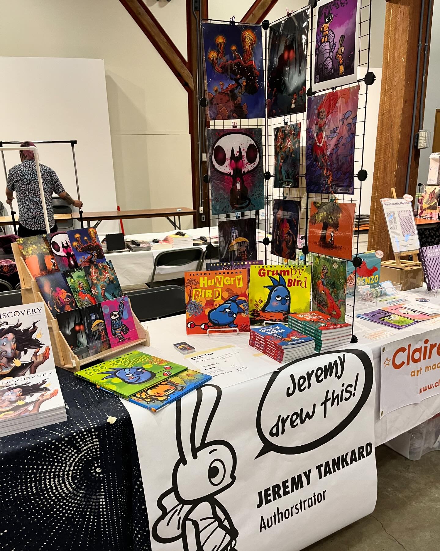 VanCAF set up and ready to roll!!!! Sharing space with @cauldronbooksandcomics @amorycomics and @clairelordon  E4 and E5 in the Roundhouse exhibition hall all weekend 10am to 5pm. Come say hi and load up on cool stuff