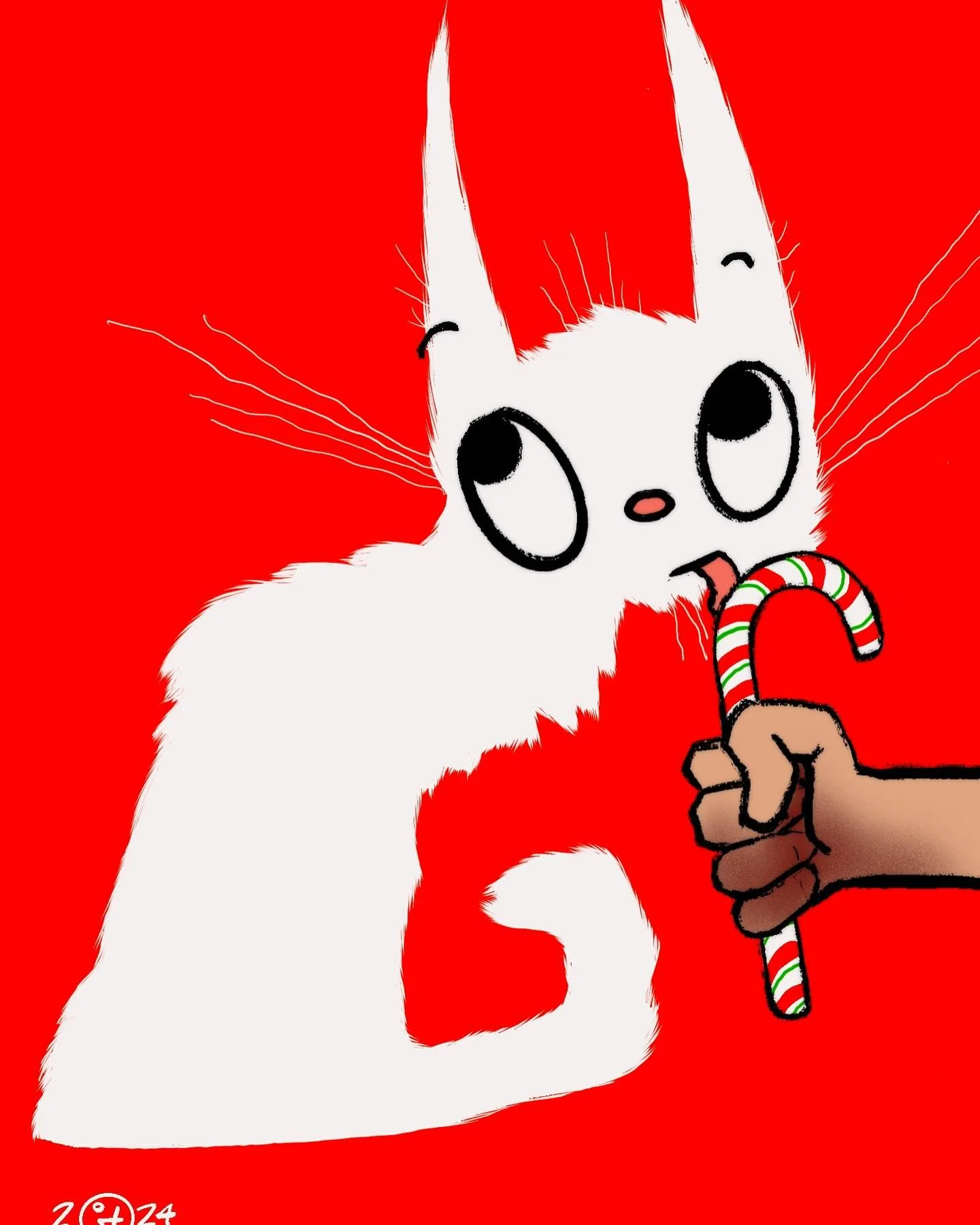 Cat and Christmas 2. 

#jeremytankard #cat #christmas #card #procreate #sketch #doodle #candycane