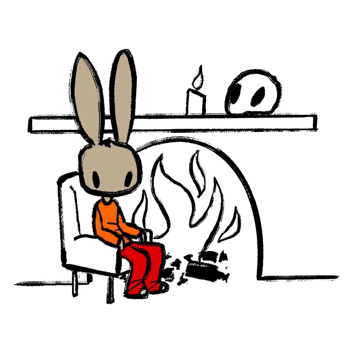 Slide for a recent lecture about creative risk taking. 

#tankard #digitalart #rabbit #fireplace #fire #lecture