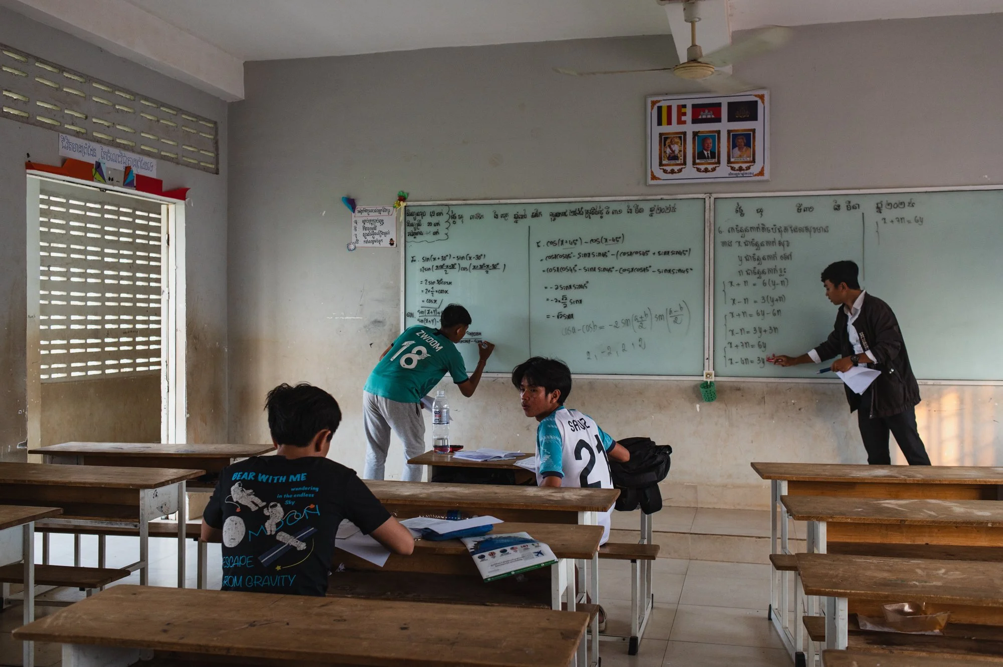  Students attend an extracurricular math class at Angkor High School in Siem Reap, Cambodia. 