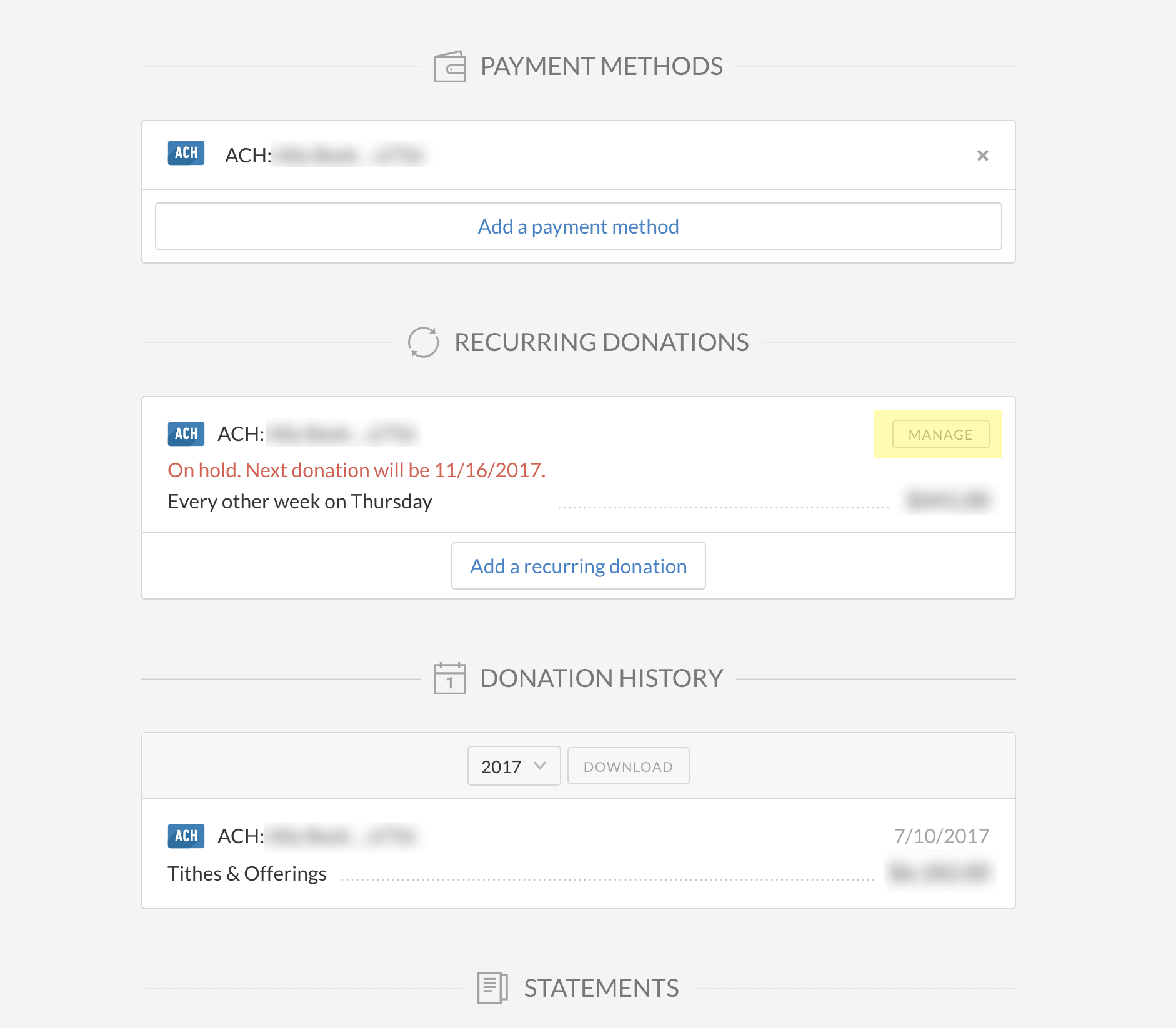 Adjust Your Reoccurring Giving