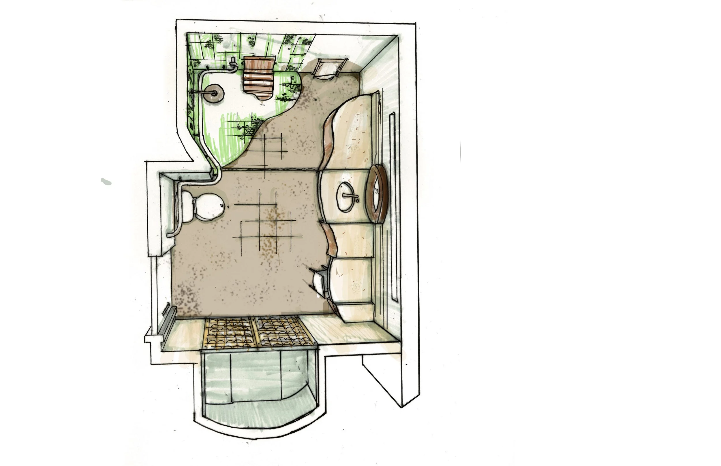 Undergrad Schoolwork - NKBA Bathroom Design Competition - Concept Sketch