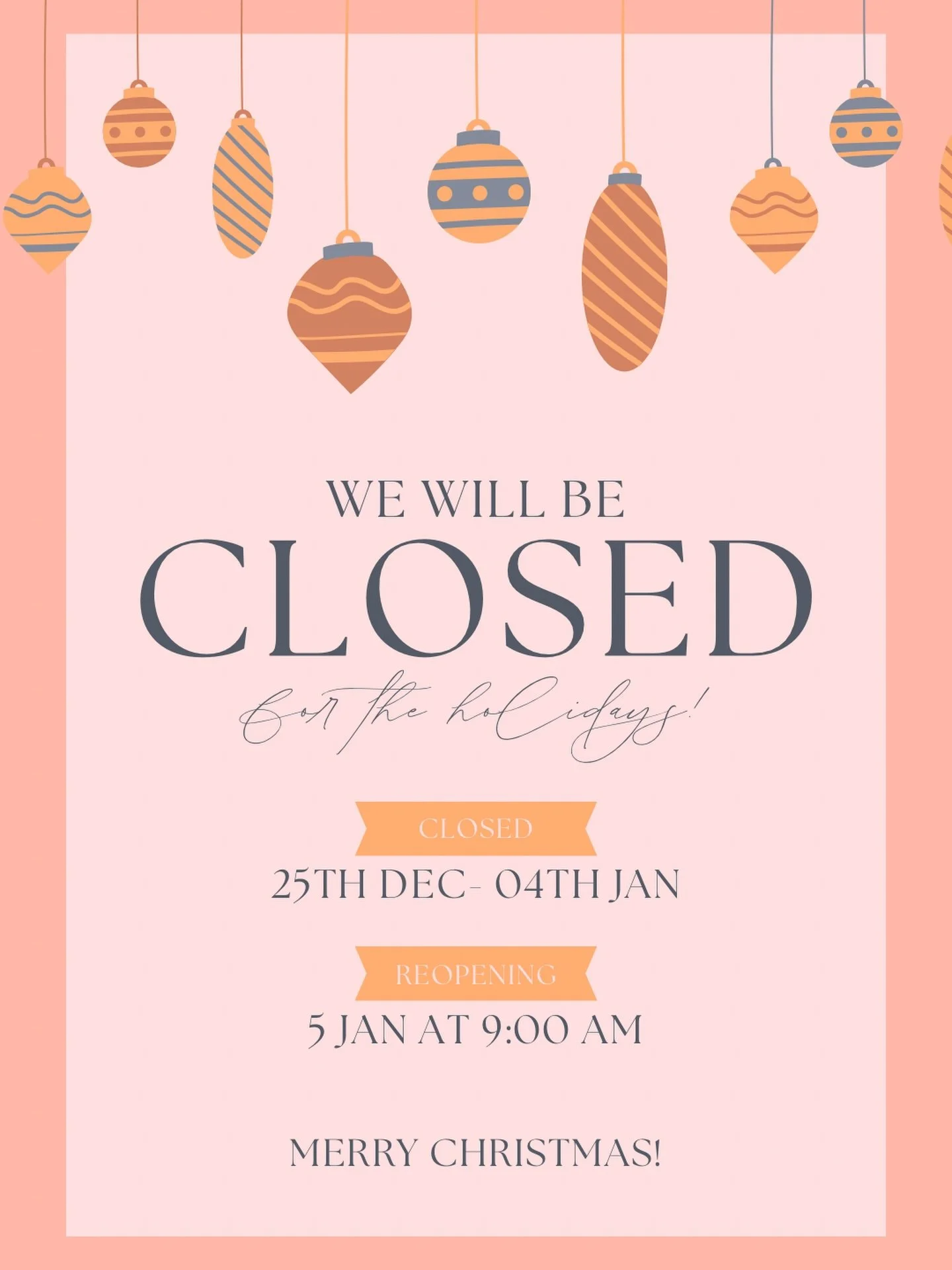 MERRY CHRISTMAS! 🎄

Wishing all our wonderful clients a Merry Christmas filled with love, joy, and sparkle ✨ 

We&rsquo;ll be taking a short holiday break and will be back on January 5th, refreshed and ready to welcome you 🤍

Crew team x