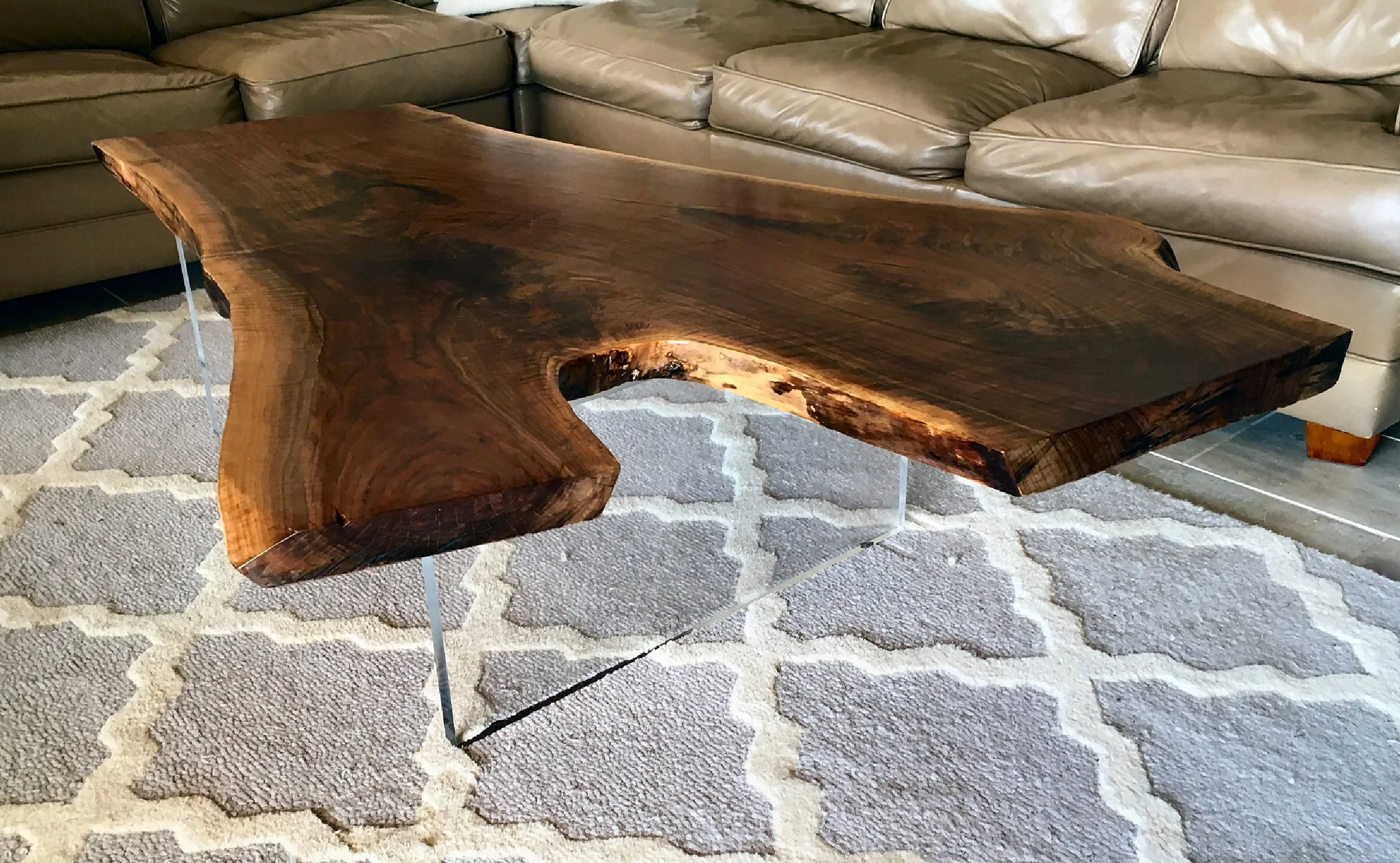 Live edge black walnut coffee table