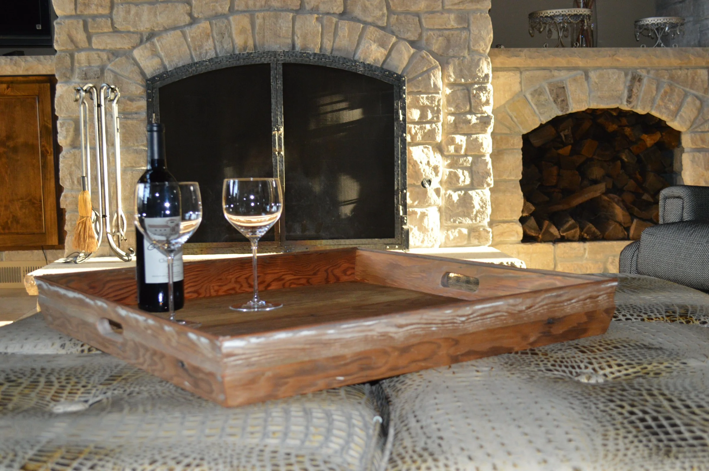 Barn Wood Ottoman Tray 24" X 24" X 3"