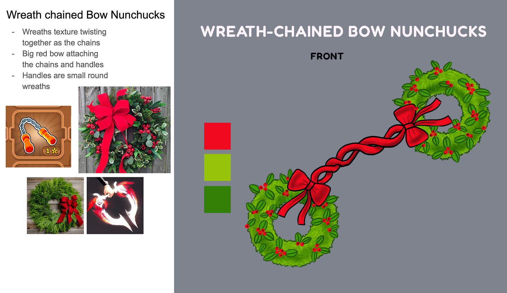 TMNT_ChristmasWeapons_WreathedChainedBowNunchucks.png