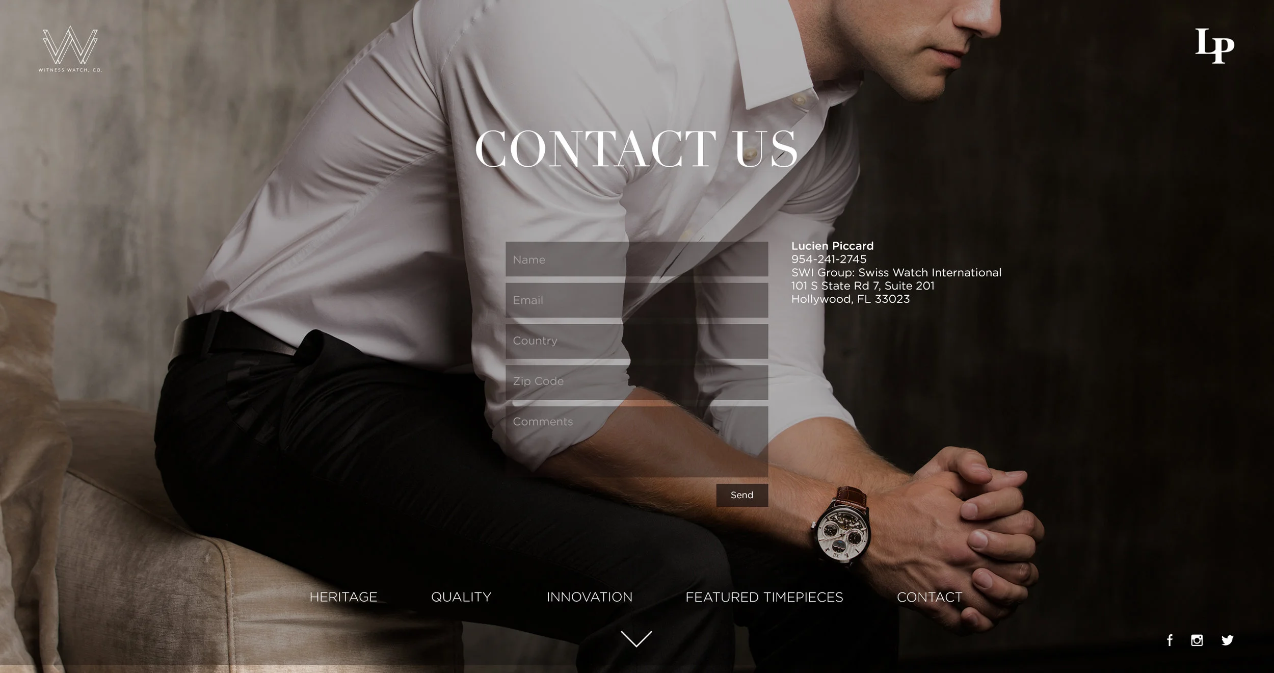 WITNESS WATCHES • LUCIEN PICCARD • WEBSITE LAYOUT DESIGN • BUSH|RENZ • 2015