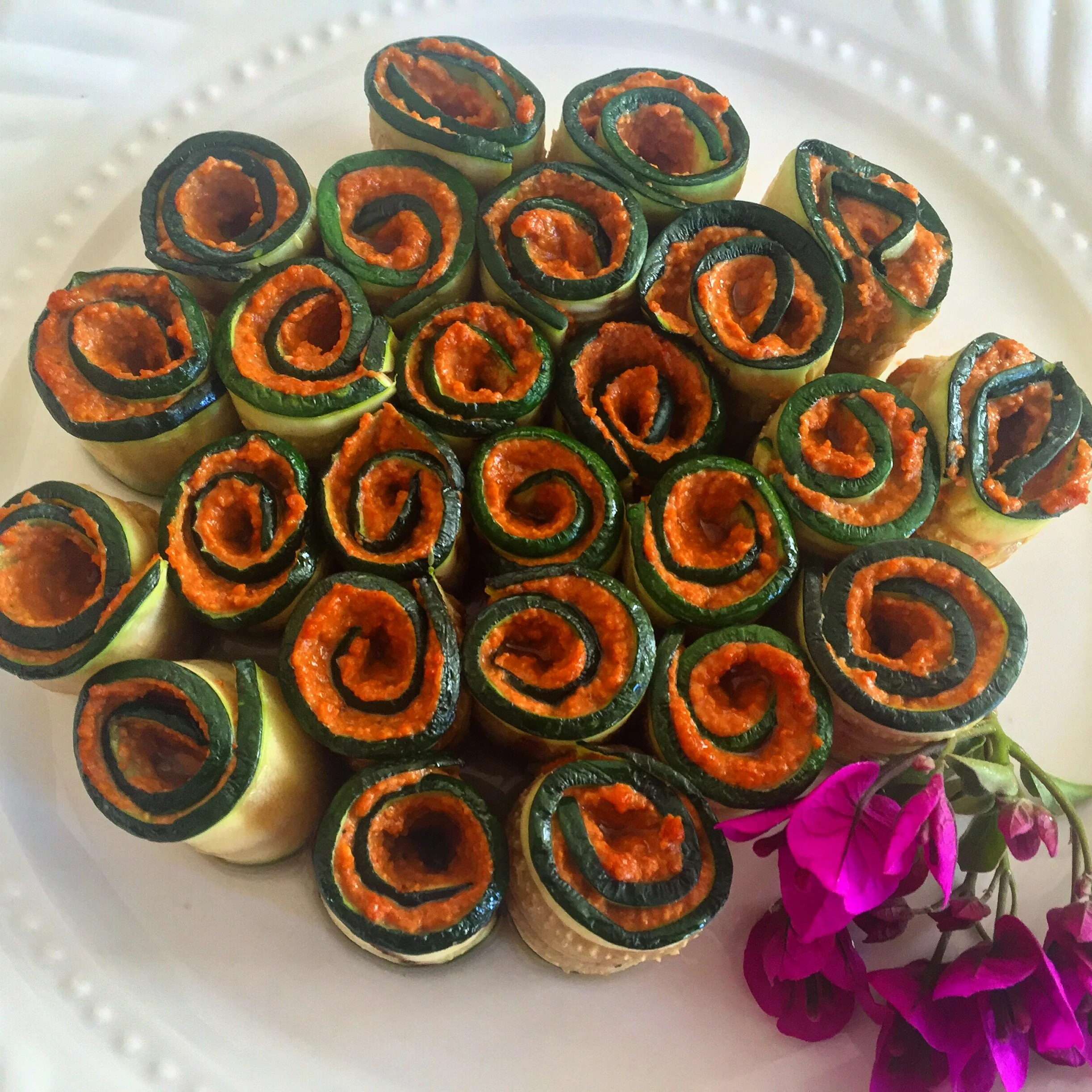 Grilled zucchini with eggplant mousse 