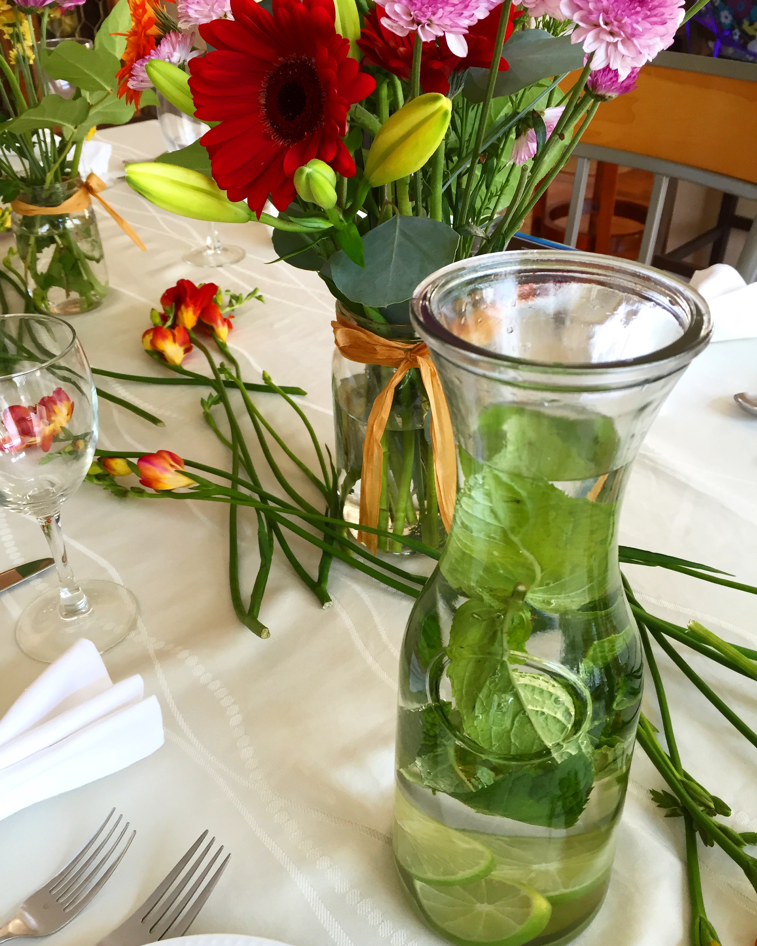 Mint and lime-infused water