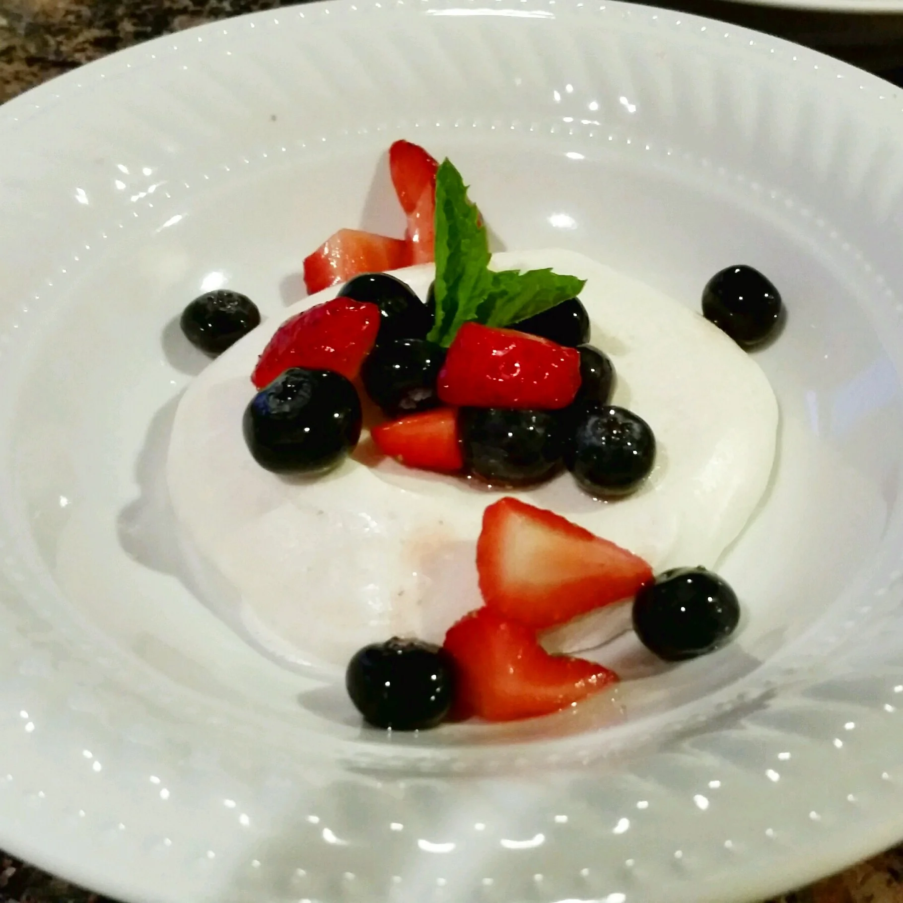 Mixed berry pavlova, made with aquafaba instead of egg whites!