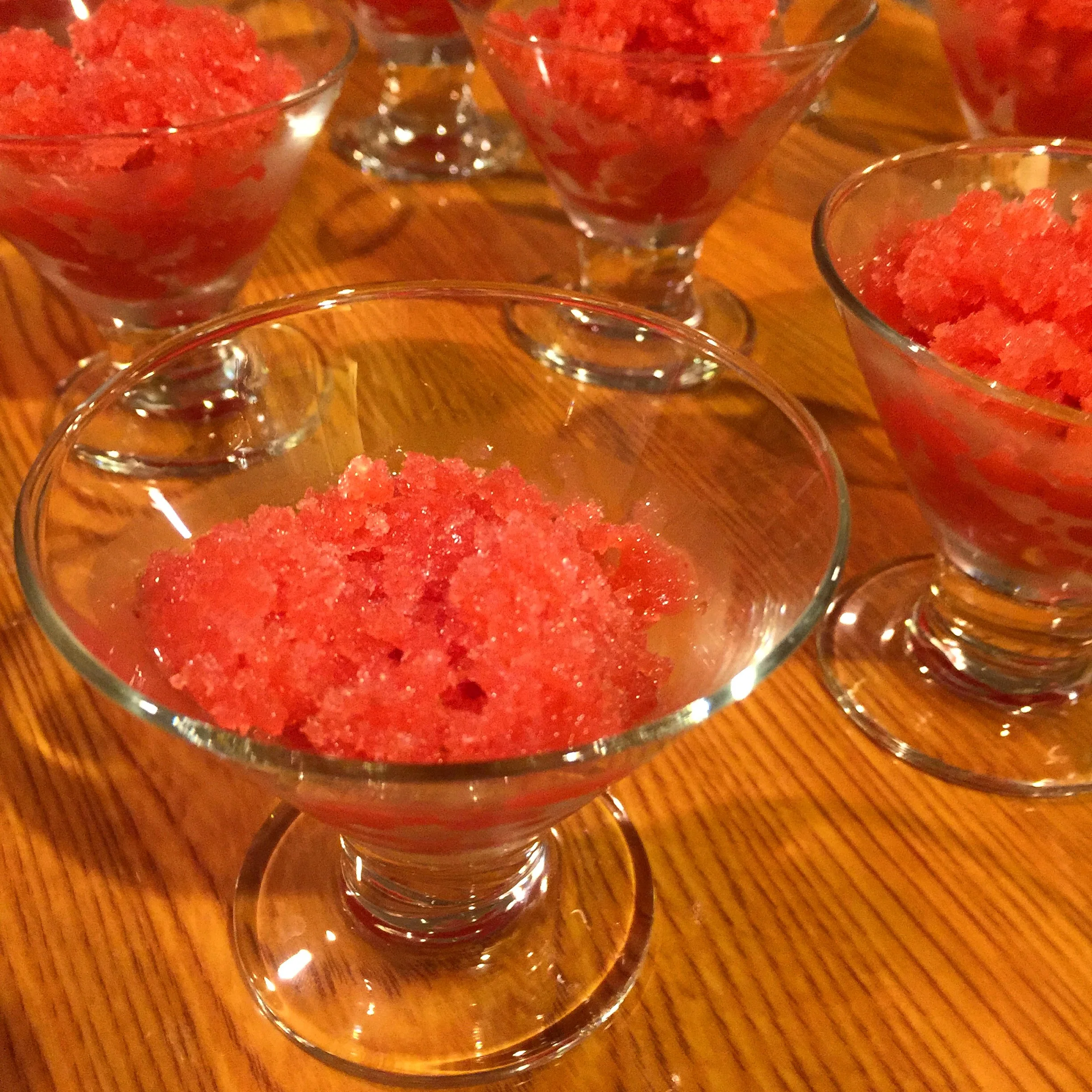 Watermelon, strawberry and lime granita, our final palate cleanser.