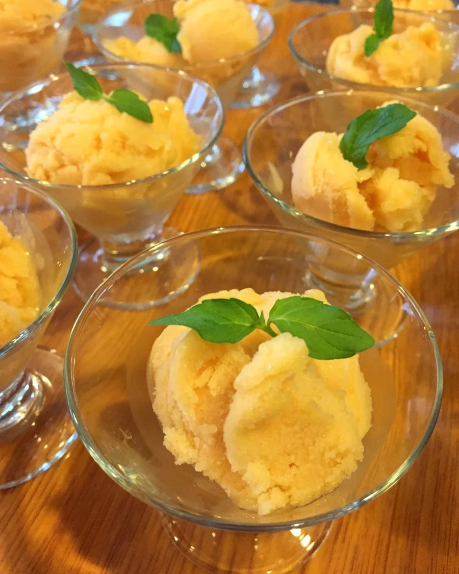 Peach and lavender sorbet.