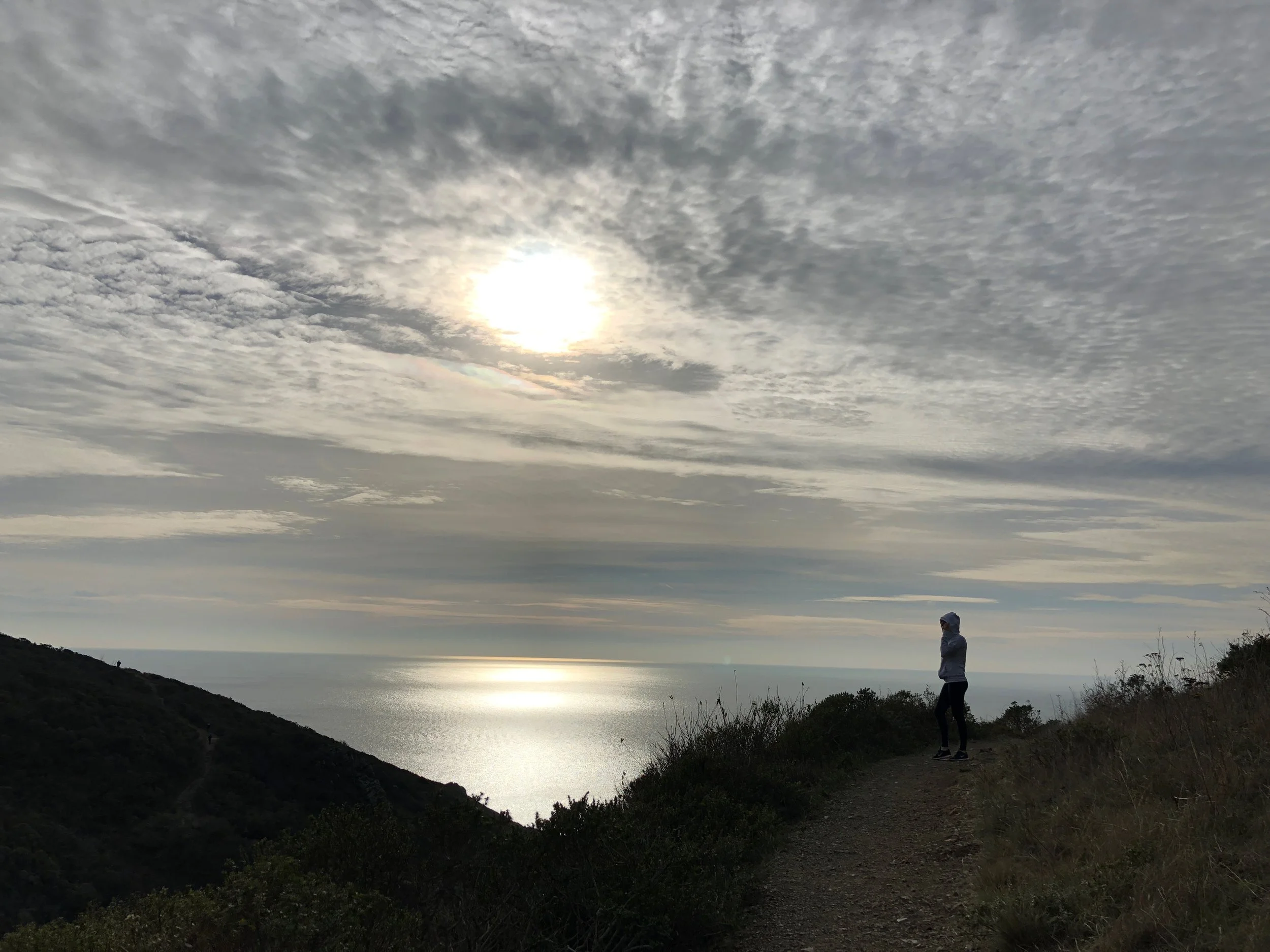 Learning about nutrition, doing guided visualization, and enjoying the beautiful ocean view from the beautiful trails of Marin Headlands.