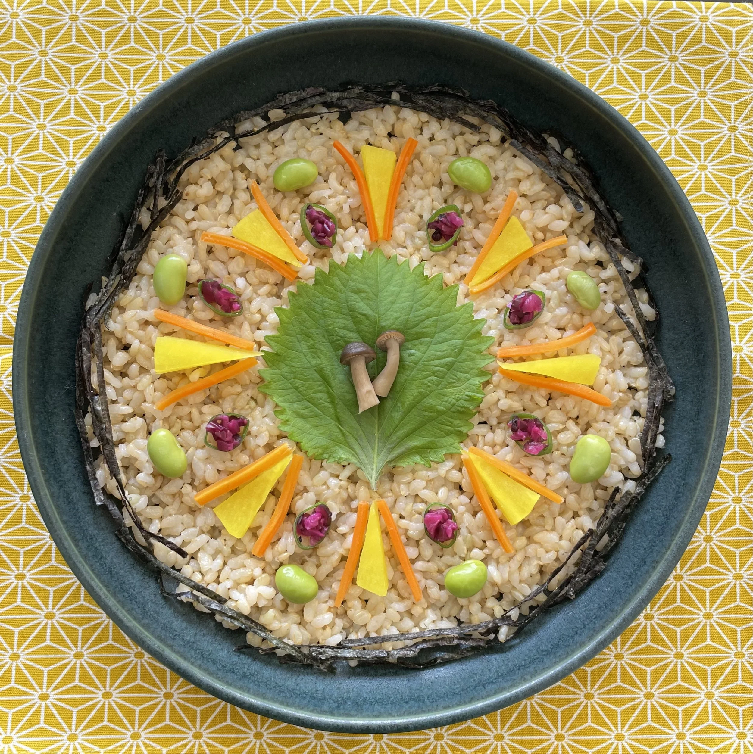 Carve Your Own Path (Sept 2024)   This piece is a tangible reminder to carve your own path. It was a year ago that I started my 9-month Morning Altars Teacher Training program, and this piece represents my love of nutrition, Japan, friendship, and
