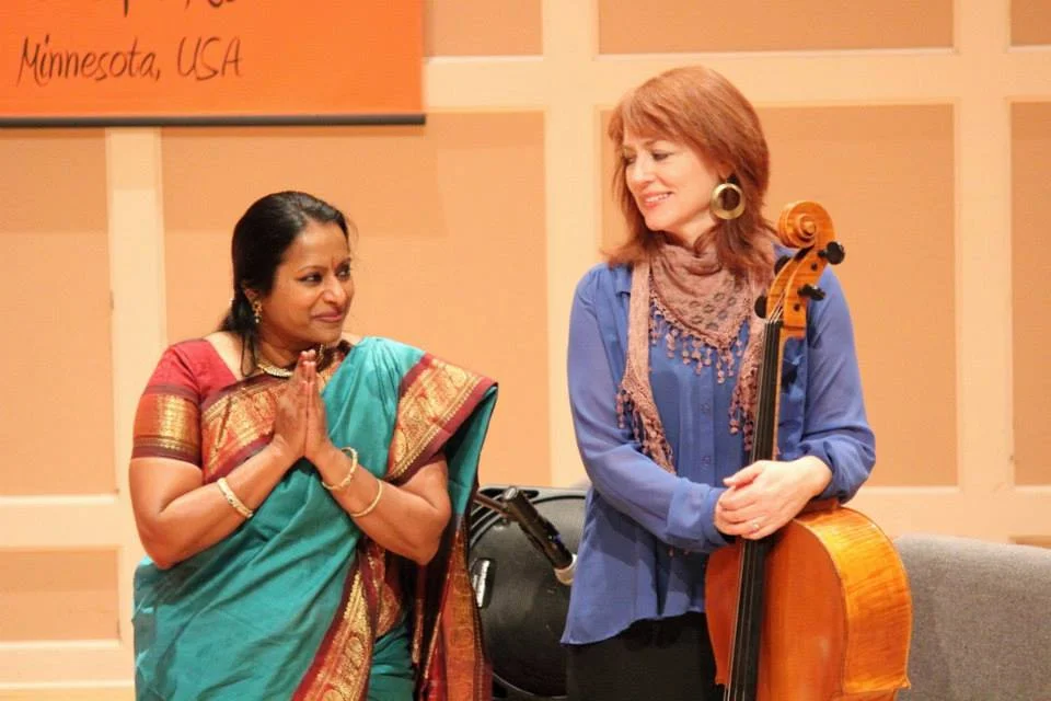 MIchelle Kinney, cello and Nirmala Rajasekar, Veena