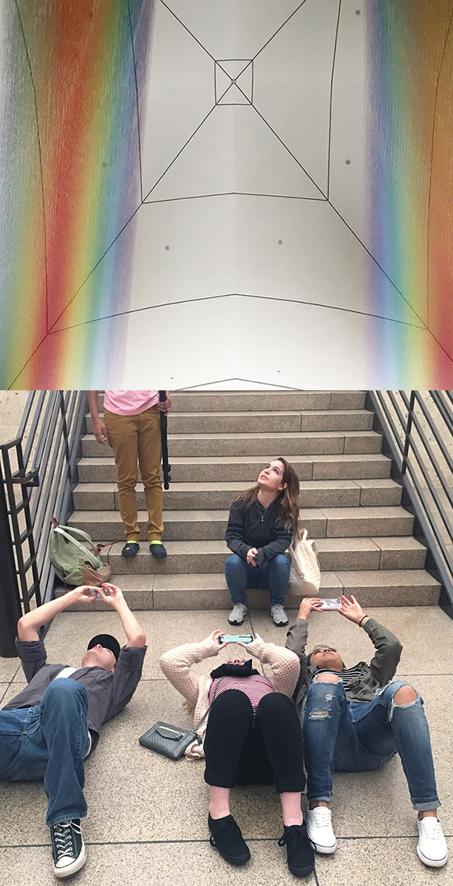 Inspired students viewing Gabriel Dawe: Plexus no. 34 - August 16, 2016–September 2, 2018