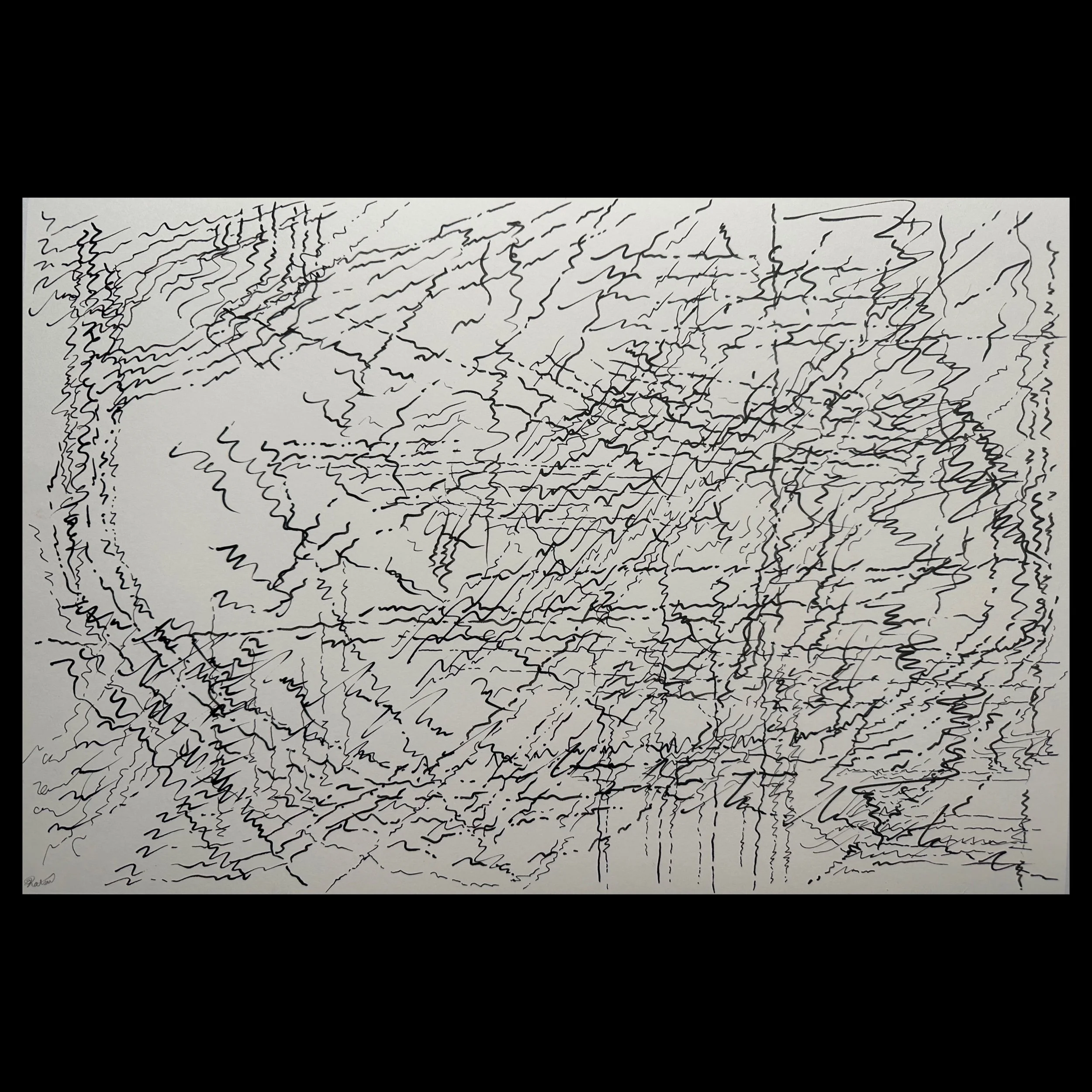 For Sonata in G minor for Violin & Piano, L.140 - 1, Music by Claude Debussy,  2022  Permanent ink on paper  12 X 18 inches / 30.5x 45.7cm