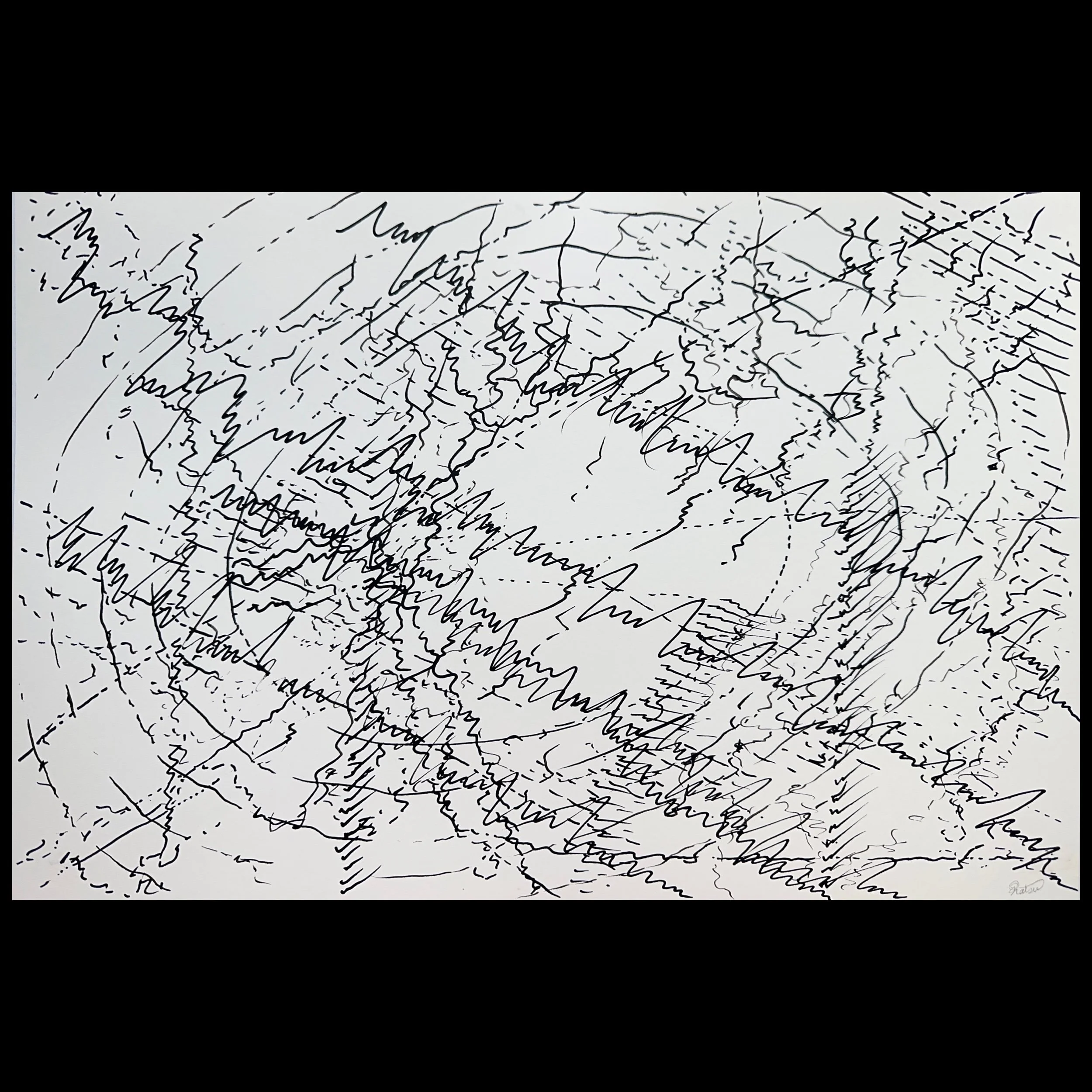 For Gnossiennes: No. 3 Lent, Music by Erik Satie , 2022  Permanent ink on paper  12 X 18 inches / 30.5x 45.7cm