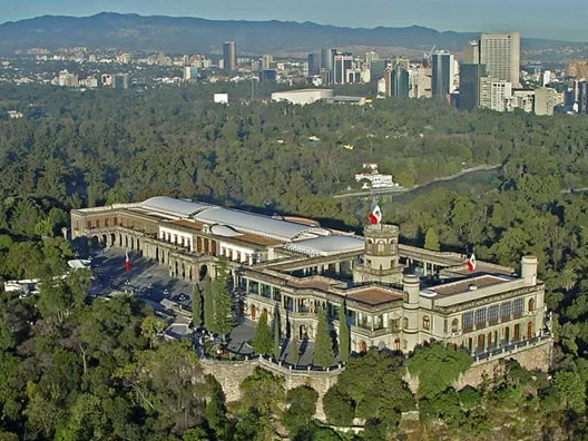 Aerial view of Mexico's National Museum of History (Museo Nacional de Historia).