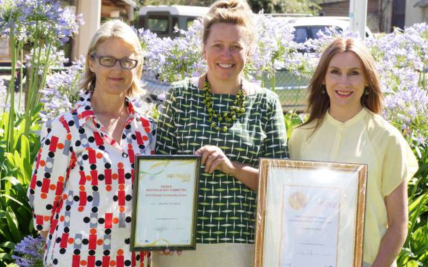 Representatives from Dookie Arts Committee Alice Tallis, Janie Christophersen and Serana Hunt with their awards