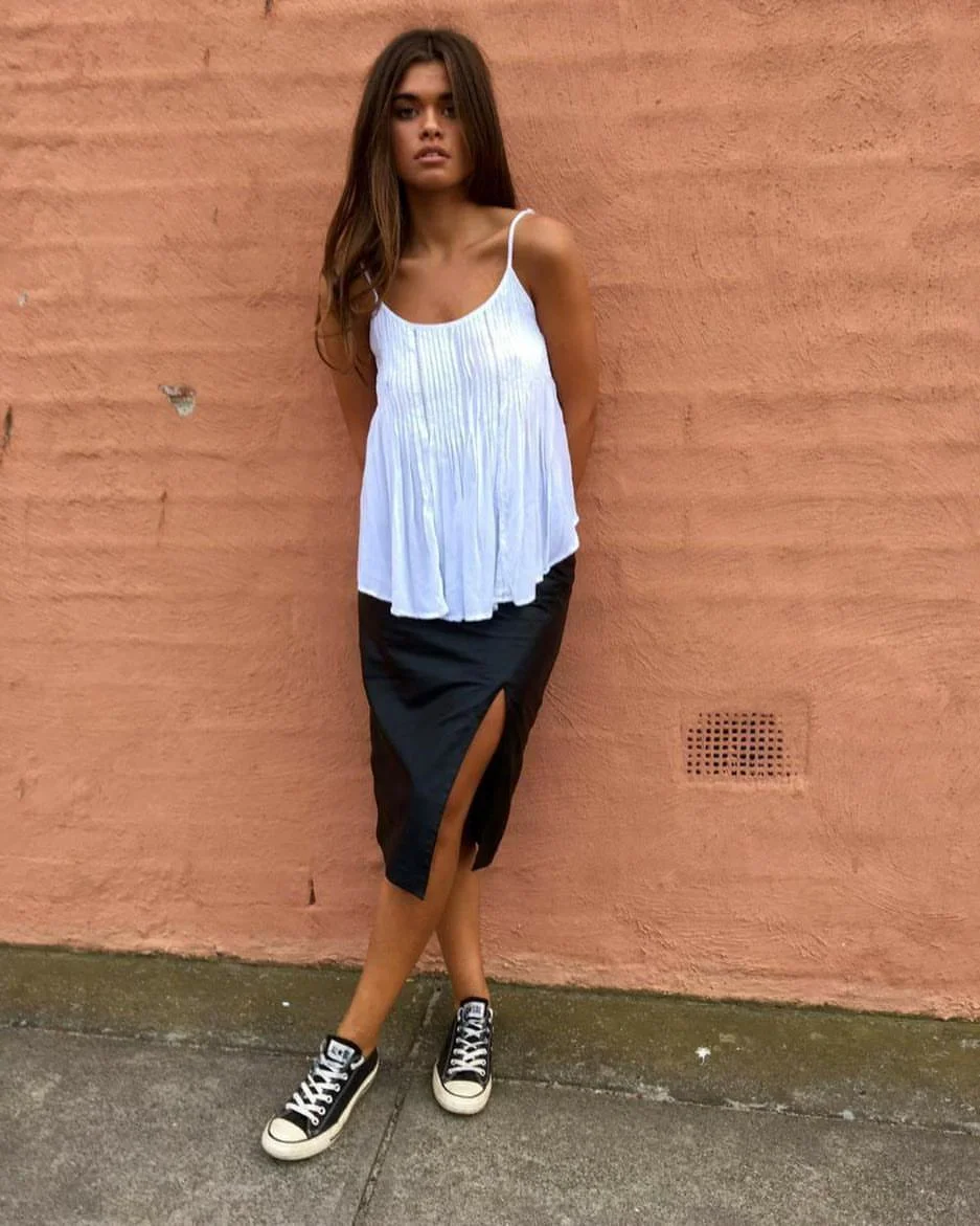 DAYNA LEATHER SKIRT IN BLACK