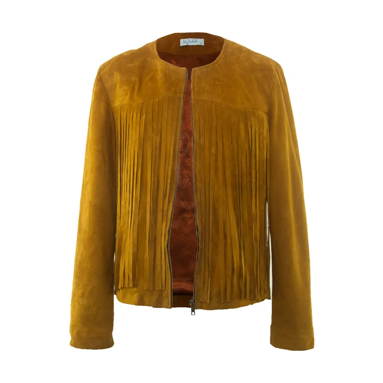 tan suede fringe jacket