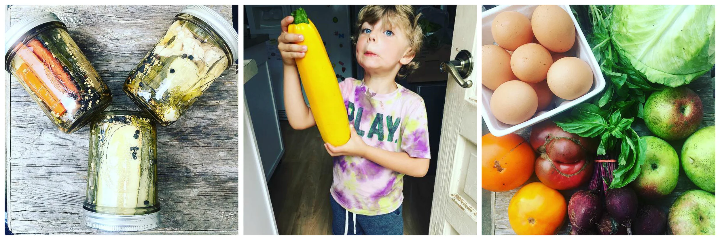 pickled garden veggies, summer squash, farm haul