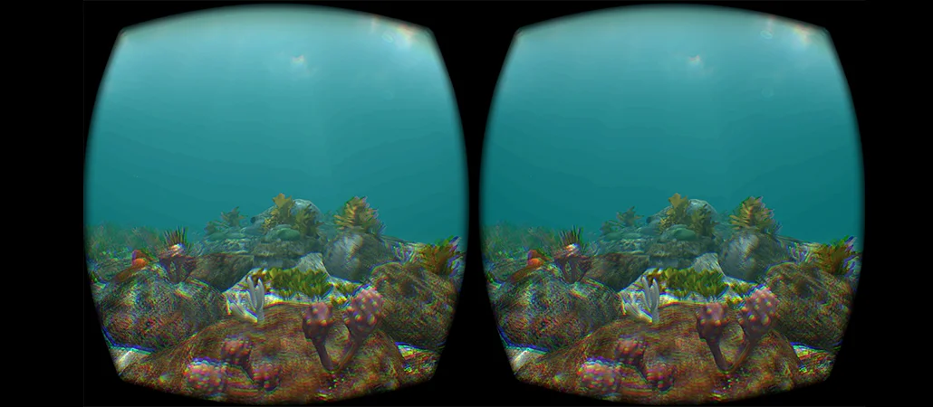  A view of a rock platform through the Oculus Rift. 