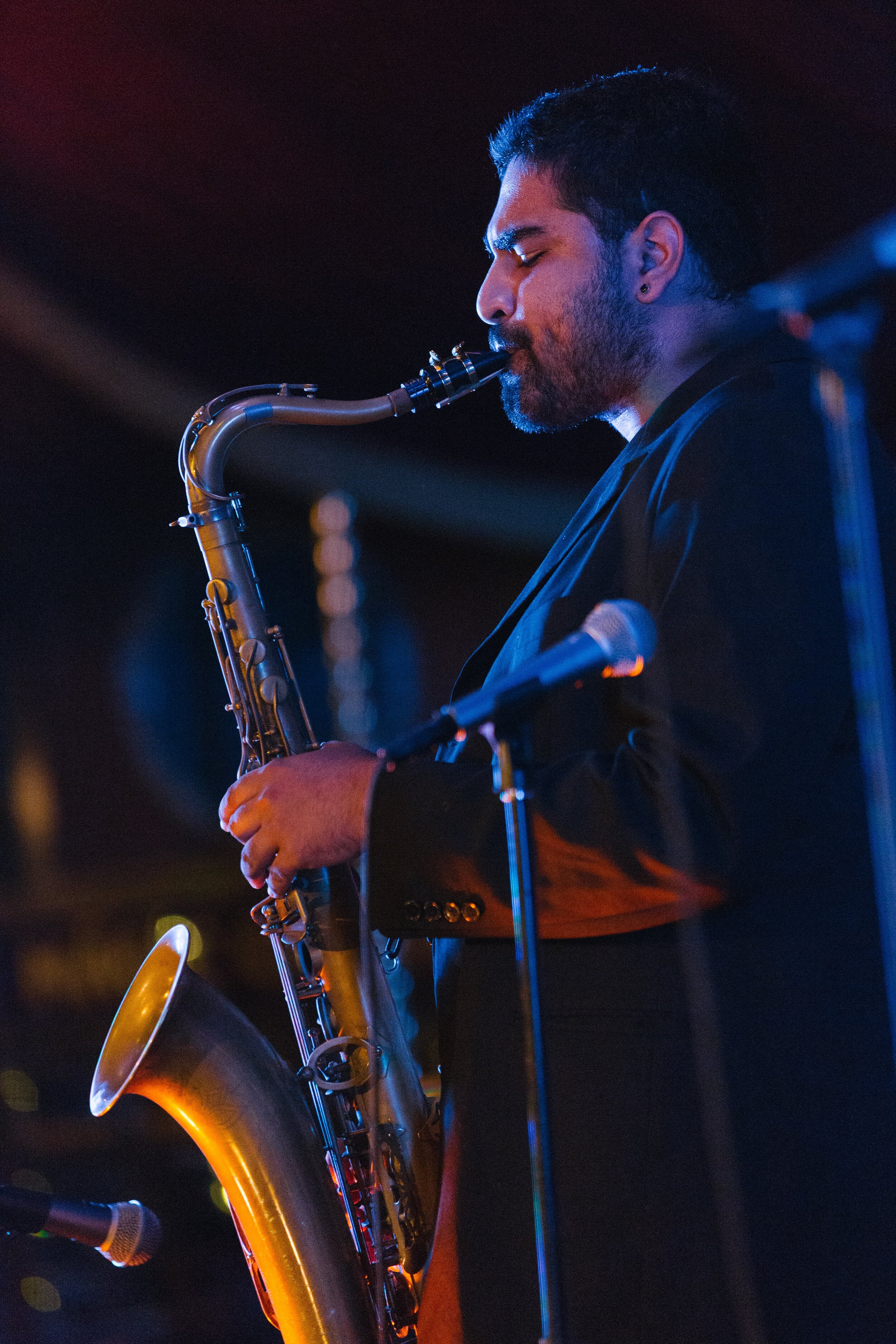 Saxophonist plays at the Bard Spiegeltent.jpg