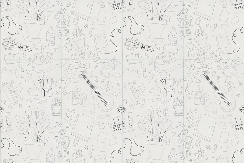 Note: I inked some of the more delicate lines of the pattern so the showed up better, really for my own reference.