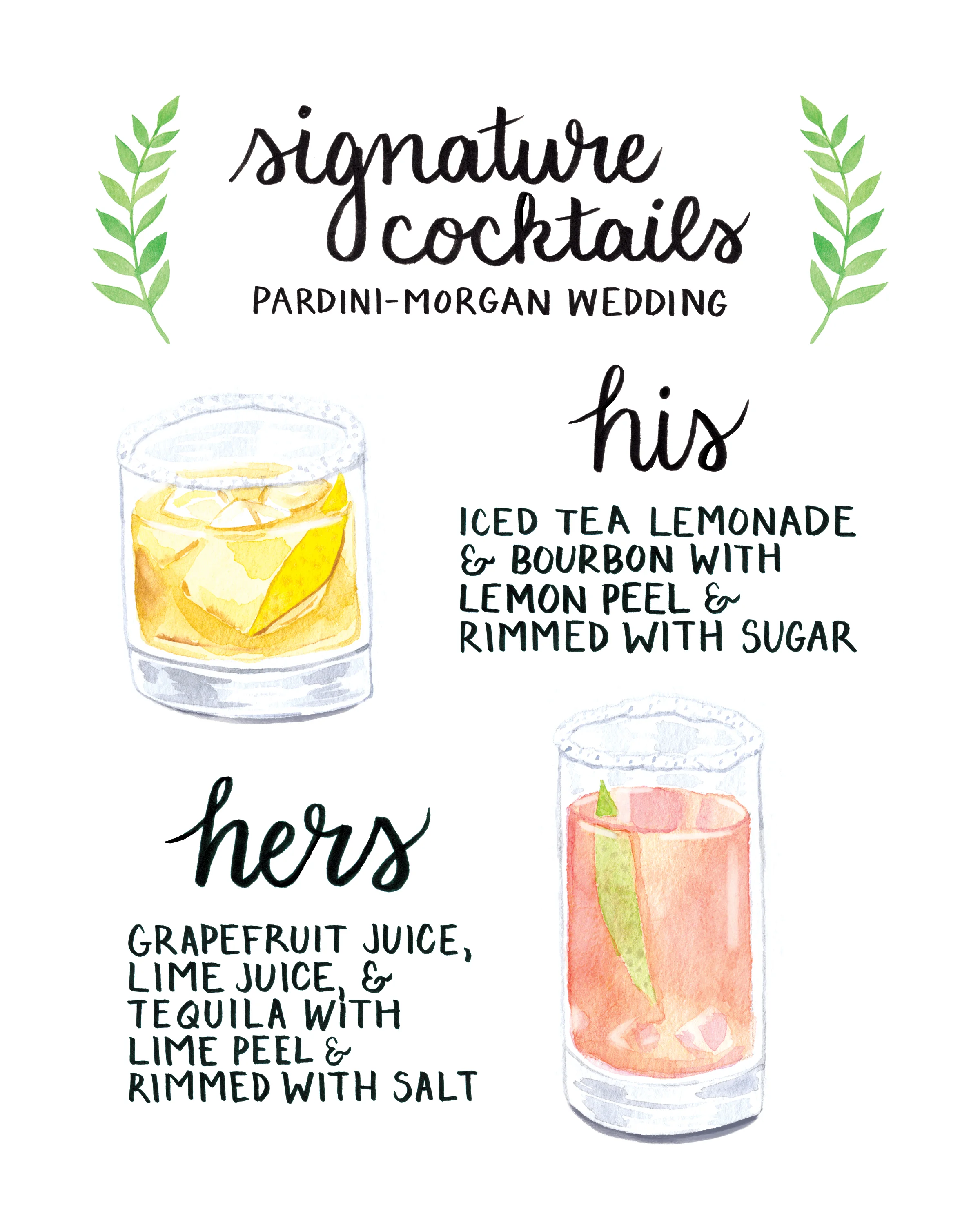 Wedding Drinks Menu