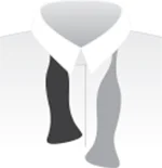 STEP 1: Slide the unformed tie under your collar. Extend the end on the right 1" further than the end on the left.