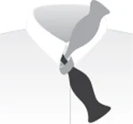 STEP 2: Cross the long end over the short end. Then pass it back and up through the loop at your neck, making a loose, overhand knot. Gently tighten the knot so it fits snugly around your neck.