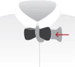 STEP 5: With your left thumb or forefinger push the wide, middle part of the tie and your finger up through the opening from left to right, taking care not to let the end of the tie pass all the way through the opening. Use your right hand to help pull the back loop through.