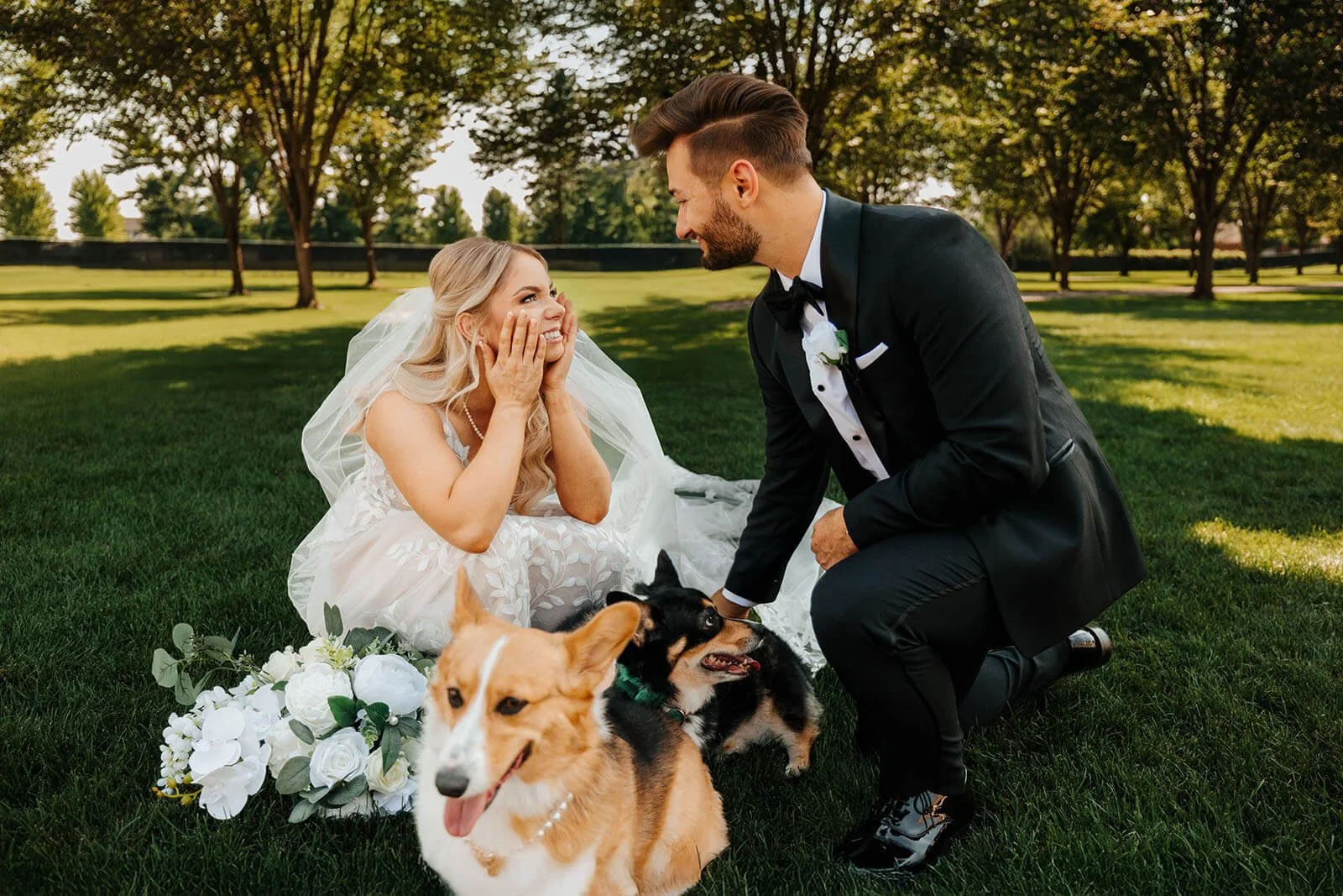 Packard Proving Ground wedding photographer Detroit Michigan bride and groom walking on green hillside under dramatic storm clouds, best editorial Detroit wedding photography