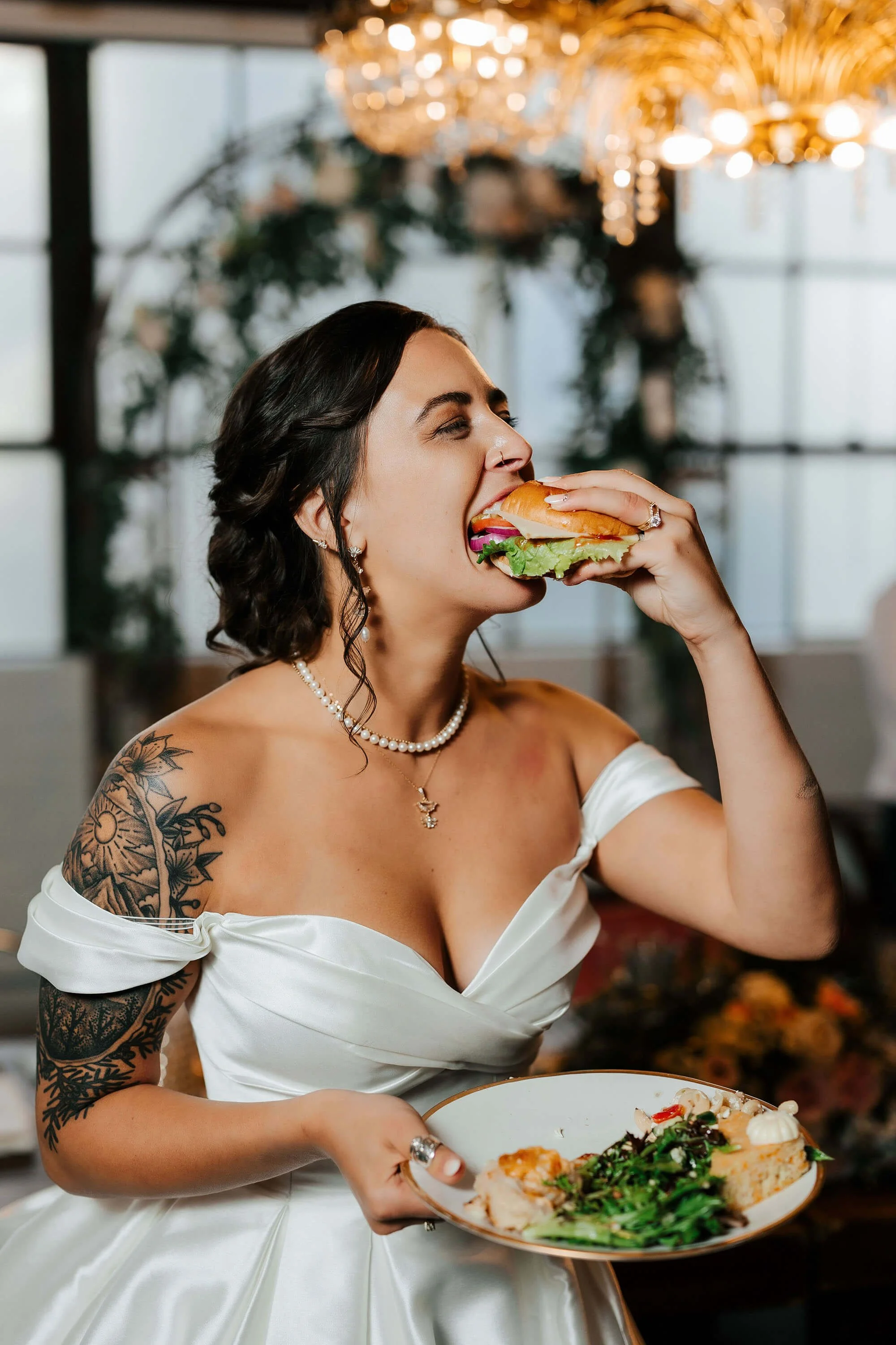 Luxury wedding photographer Grand Rapids Michigan candid bride at reception, The Cheney Place best documentary wedding photography