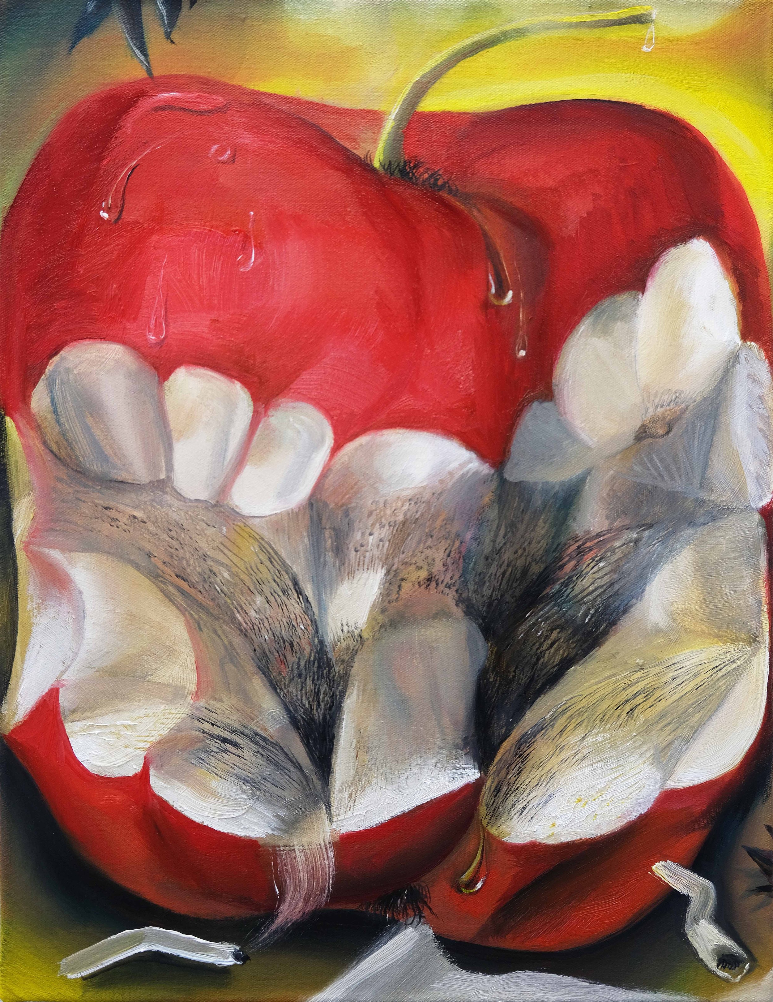   Bite  (2024) oil on canvas, 30 x 40cm 